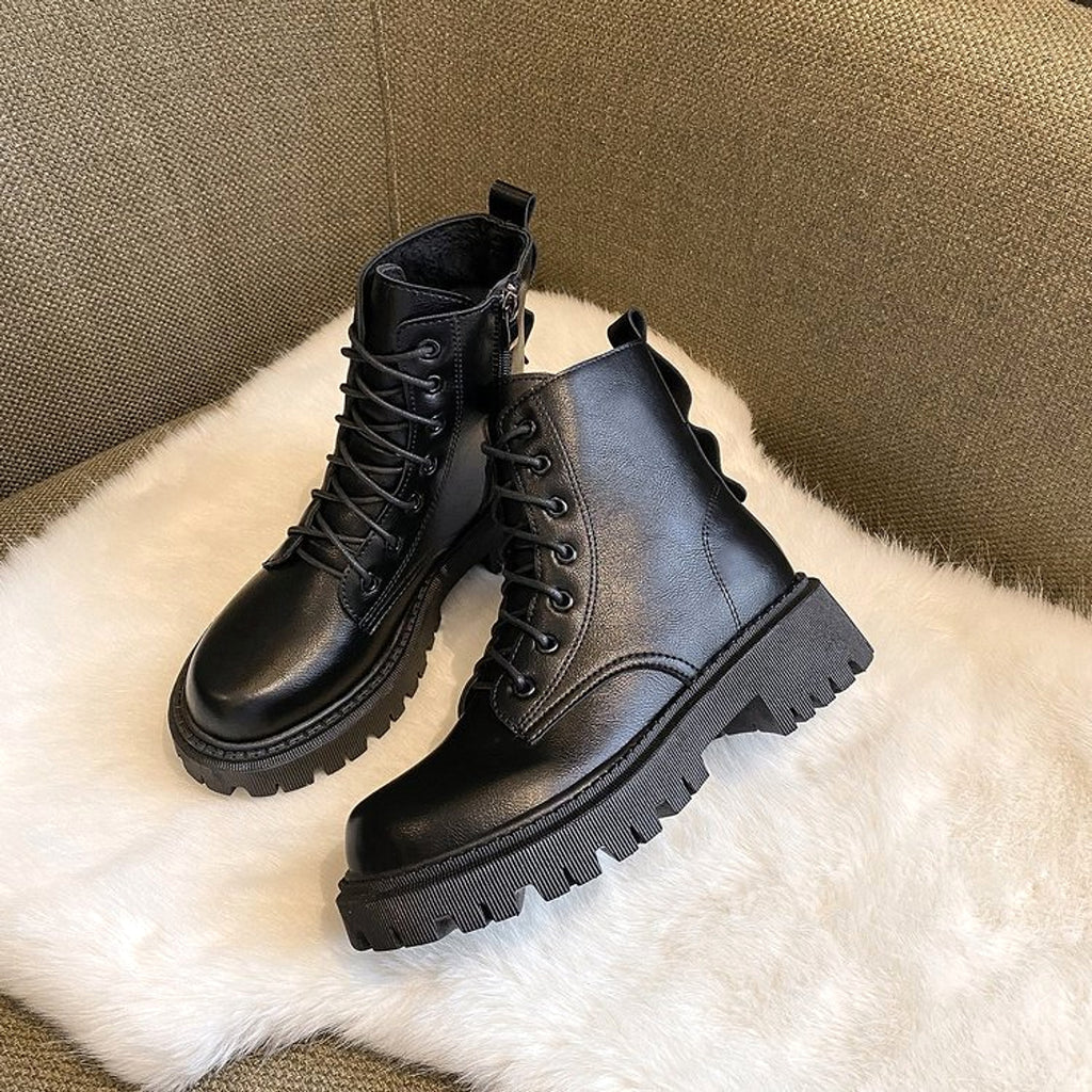Black  boots women's tide autumn and winter new style all-match thick bottom - enhanced image 3