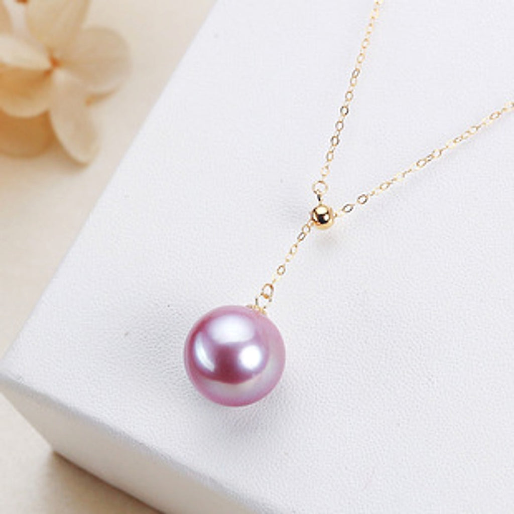 Black Pearl 18K Gold Pendant S925 Silver Necklace Female - enhanced image 3