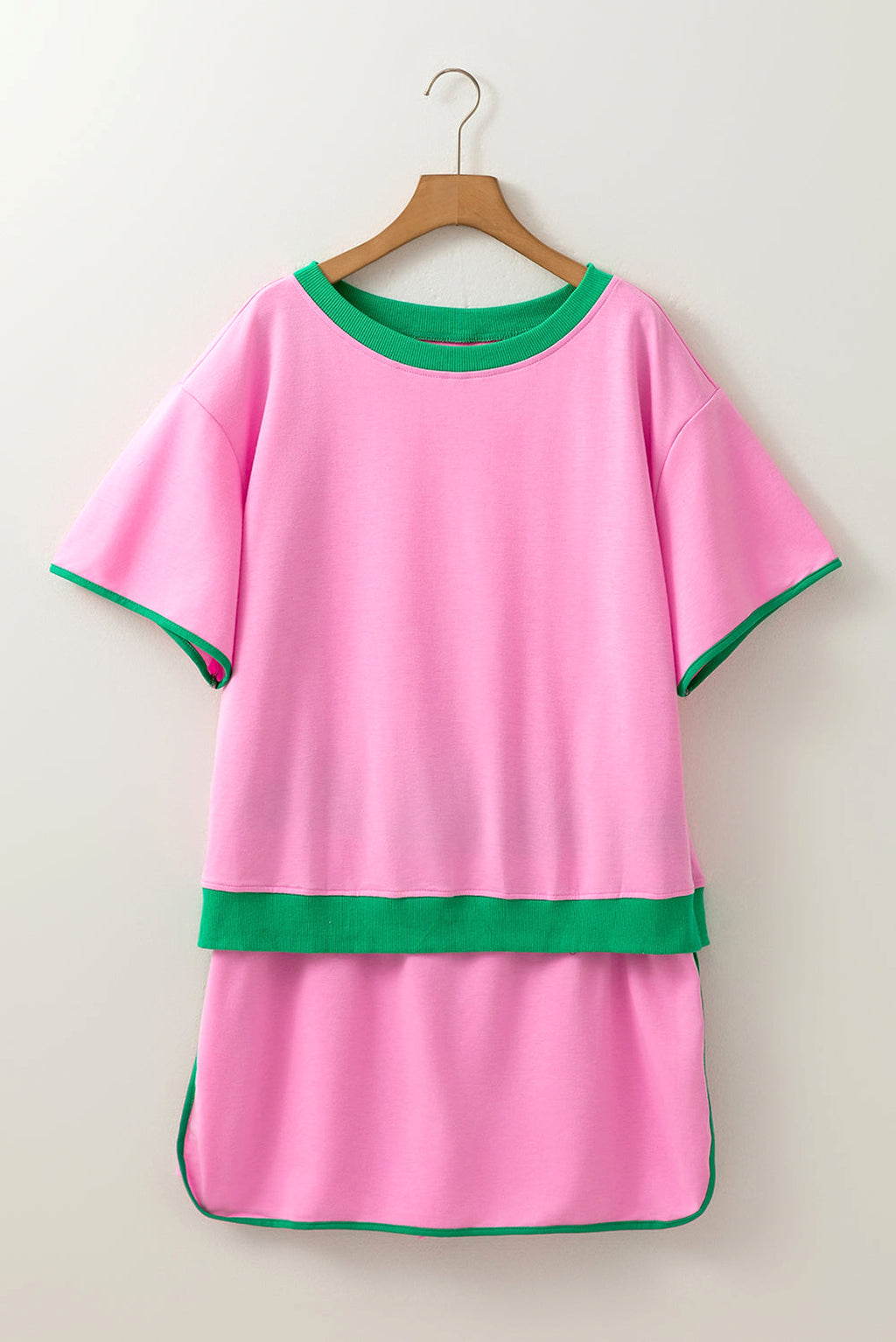 Bonbon Plus Size Contrast Trim T Shirt and Skirt Two Piece Set - enhanced image 3