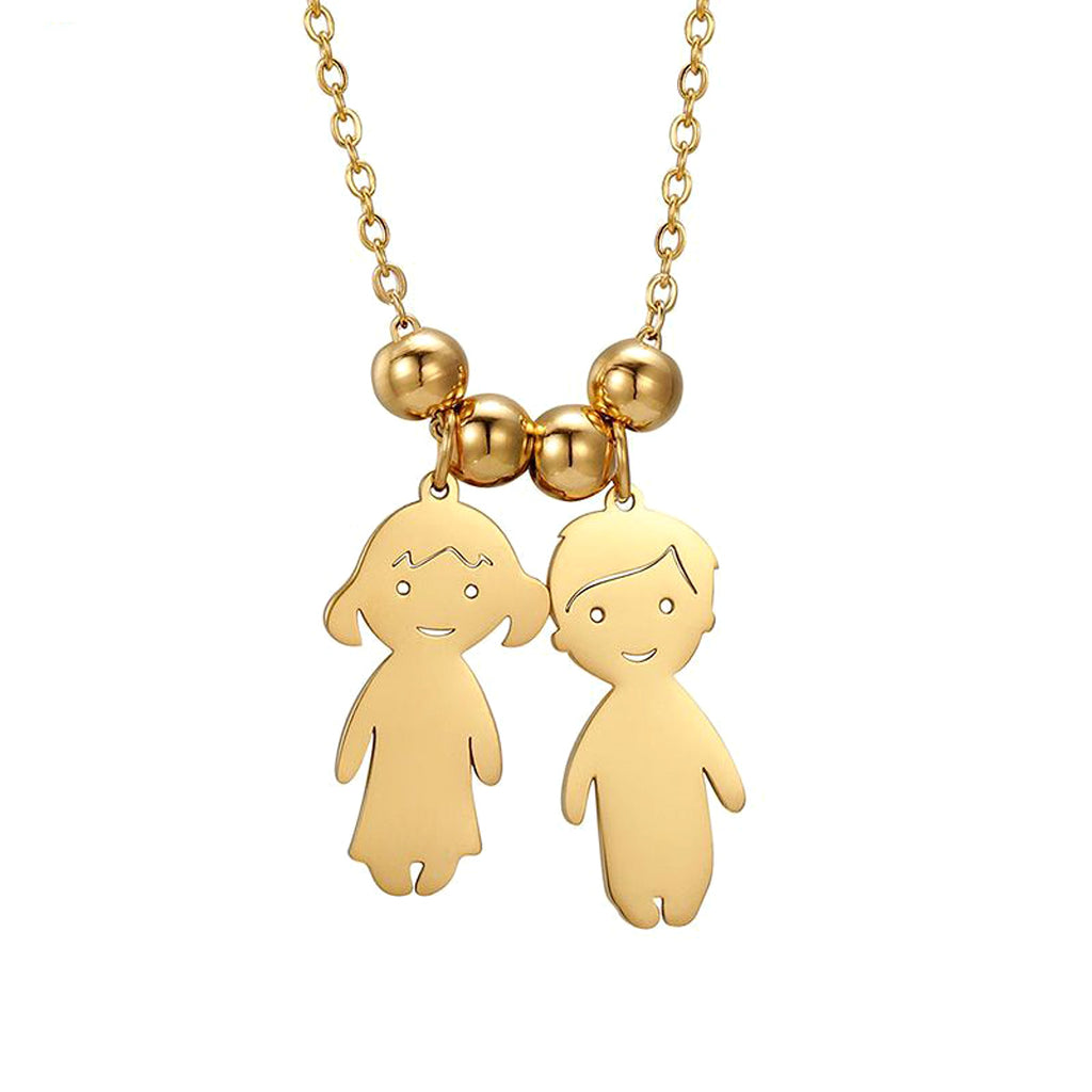Personalized Family Pendant Necklace – Boy & Girl Charms - enhanced image 3