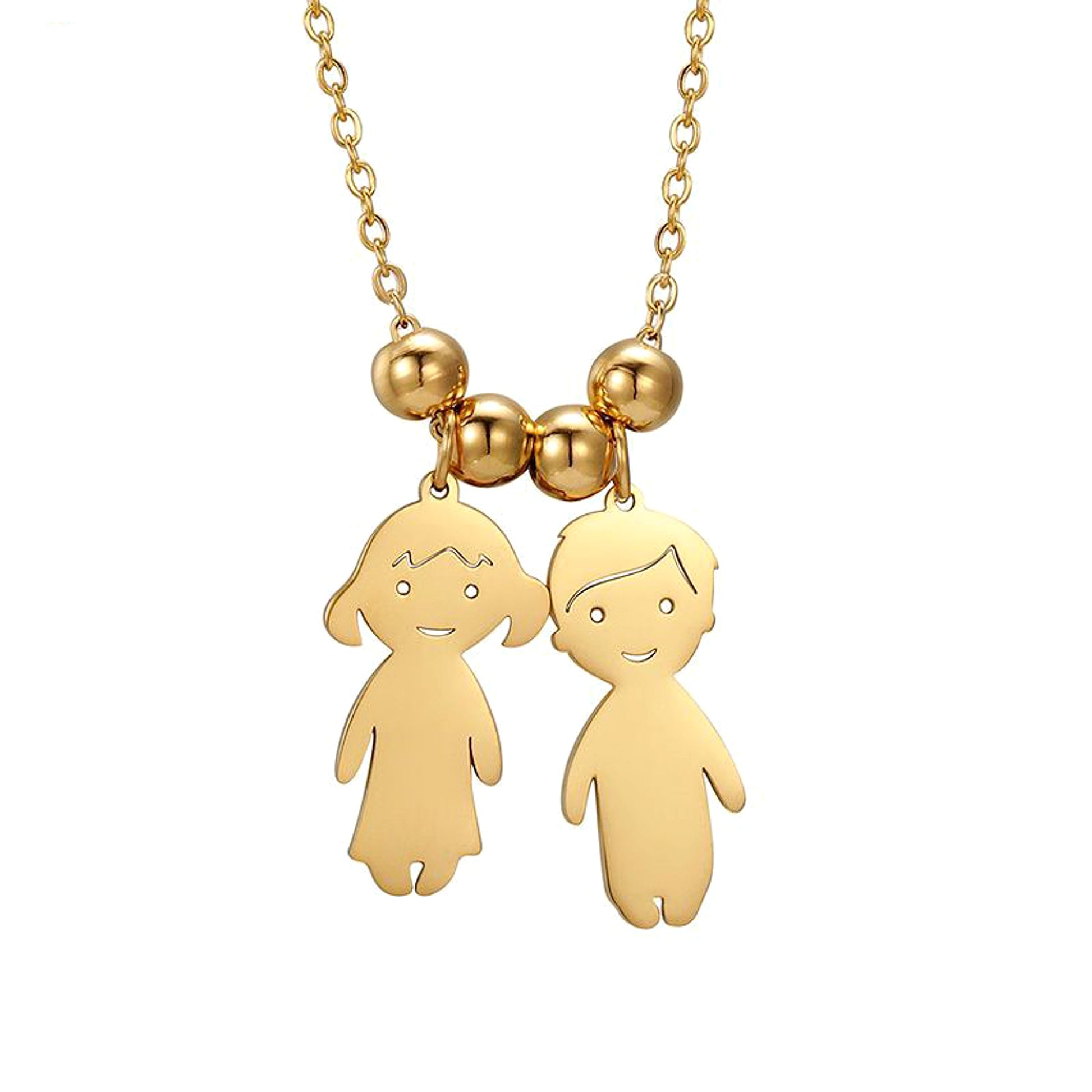 Personalized Family Pendant Necklace – Boy & Girl Charms - enhanced image 3