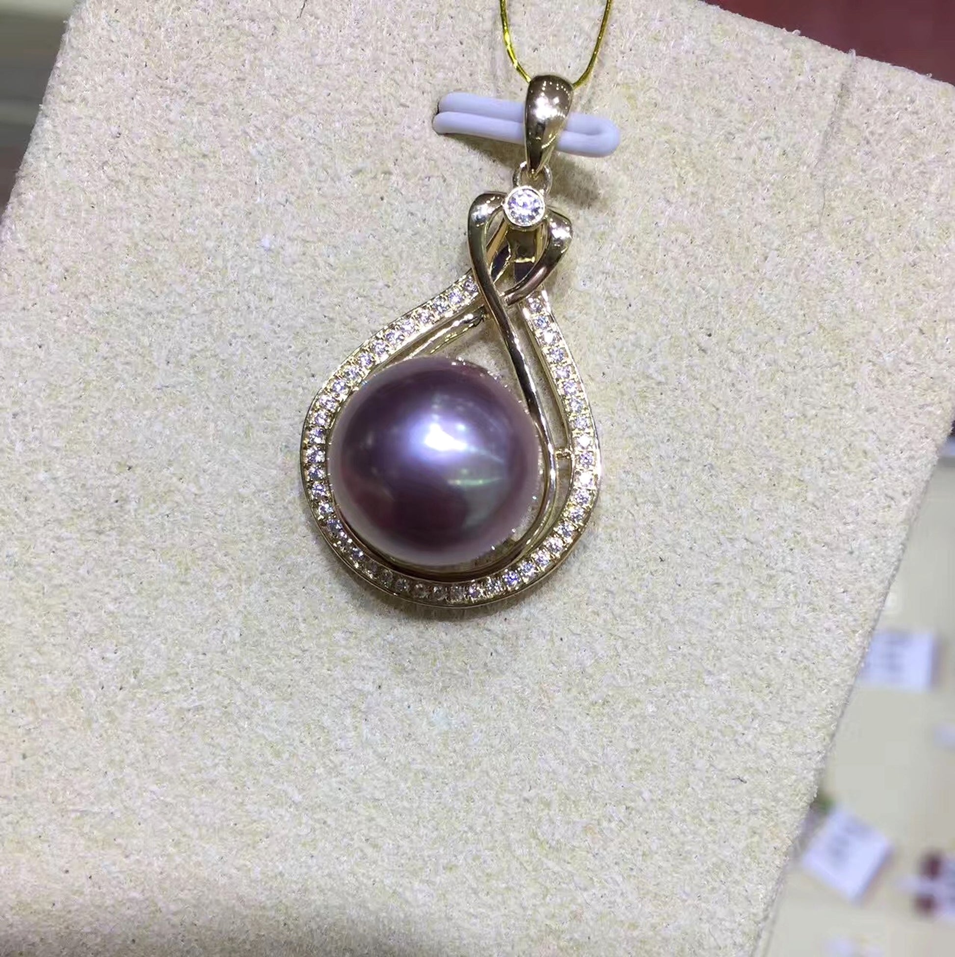 Bright Purple Edison Freshwater Pearl Pendant - enhanced image 3