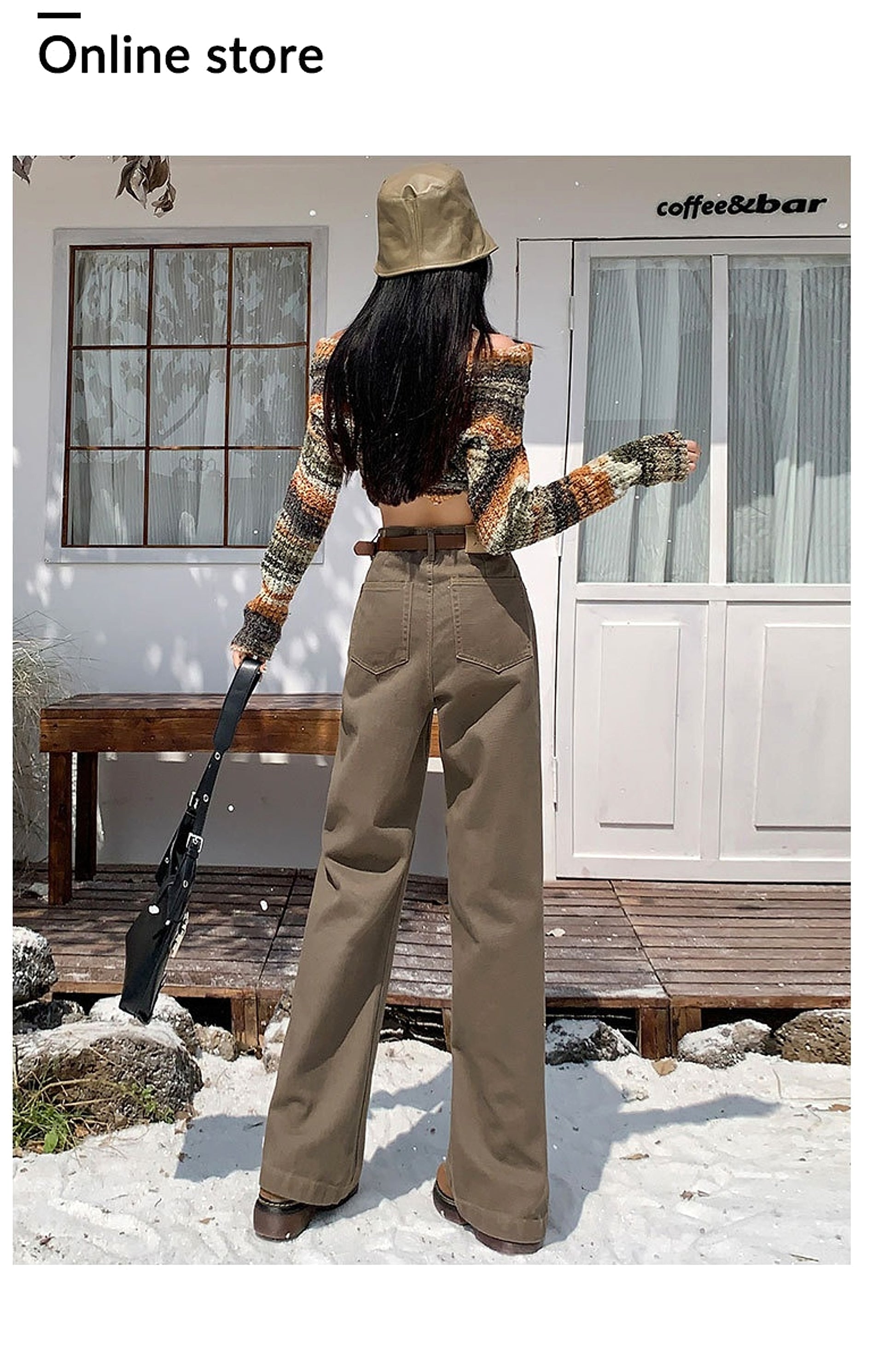 Brown High Waist Retro Jeans - enhanced image 3