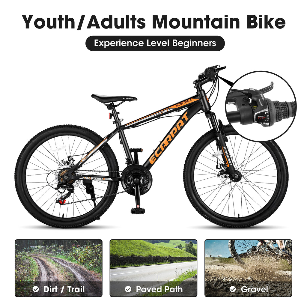 Carpat™ City-Cruizer – 26" Mountain Bike (Black-Orange, Dual Disc, 21-Speed) - enhanced image 3