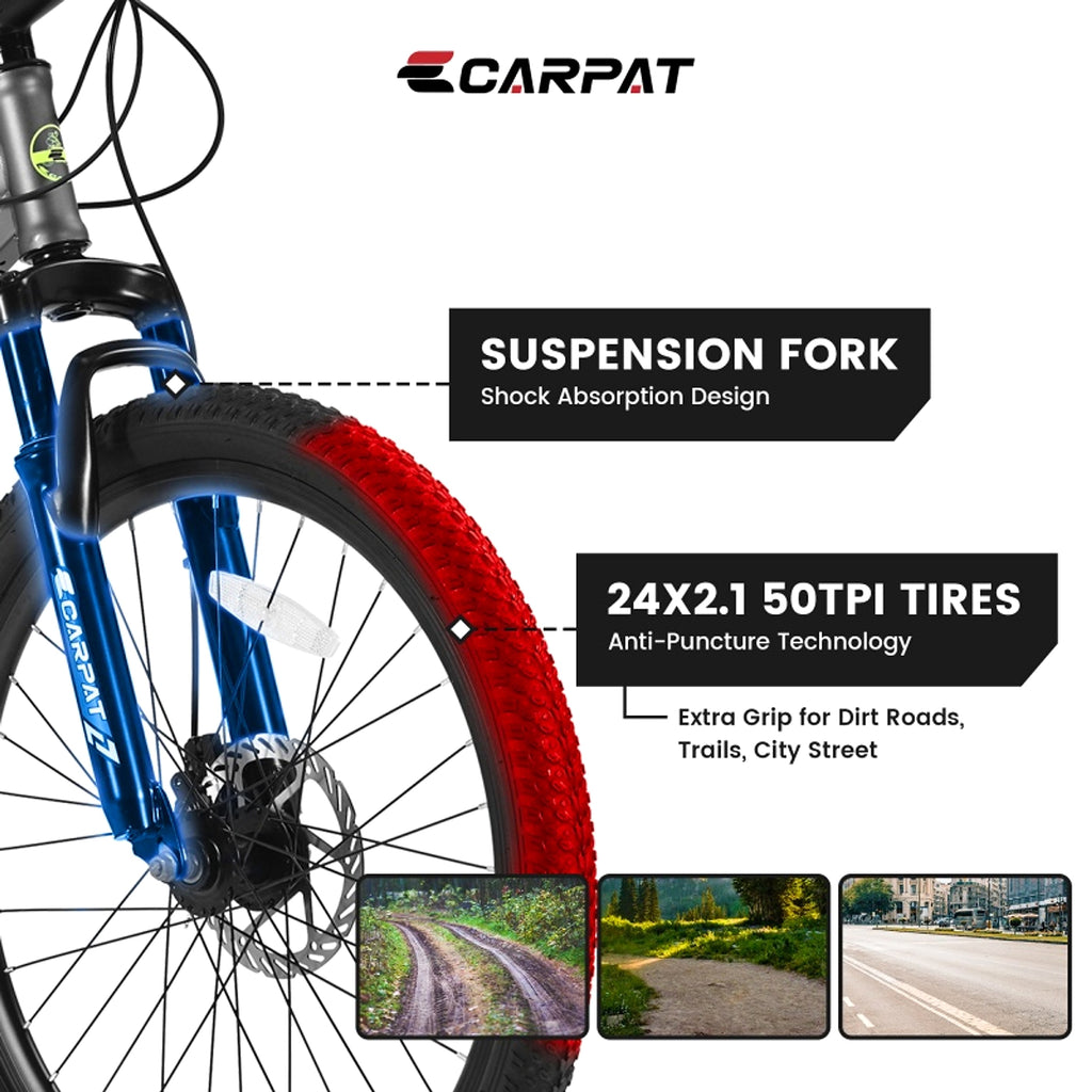Carpat Kids City-Cruizer – 24" Mountain Bike with 21-Speed Shimano & Disc Brakes (US Warehouse) - enhanced image 3