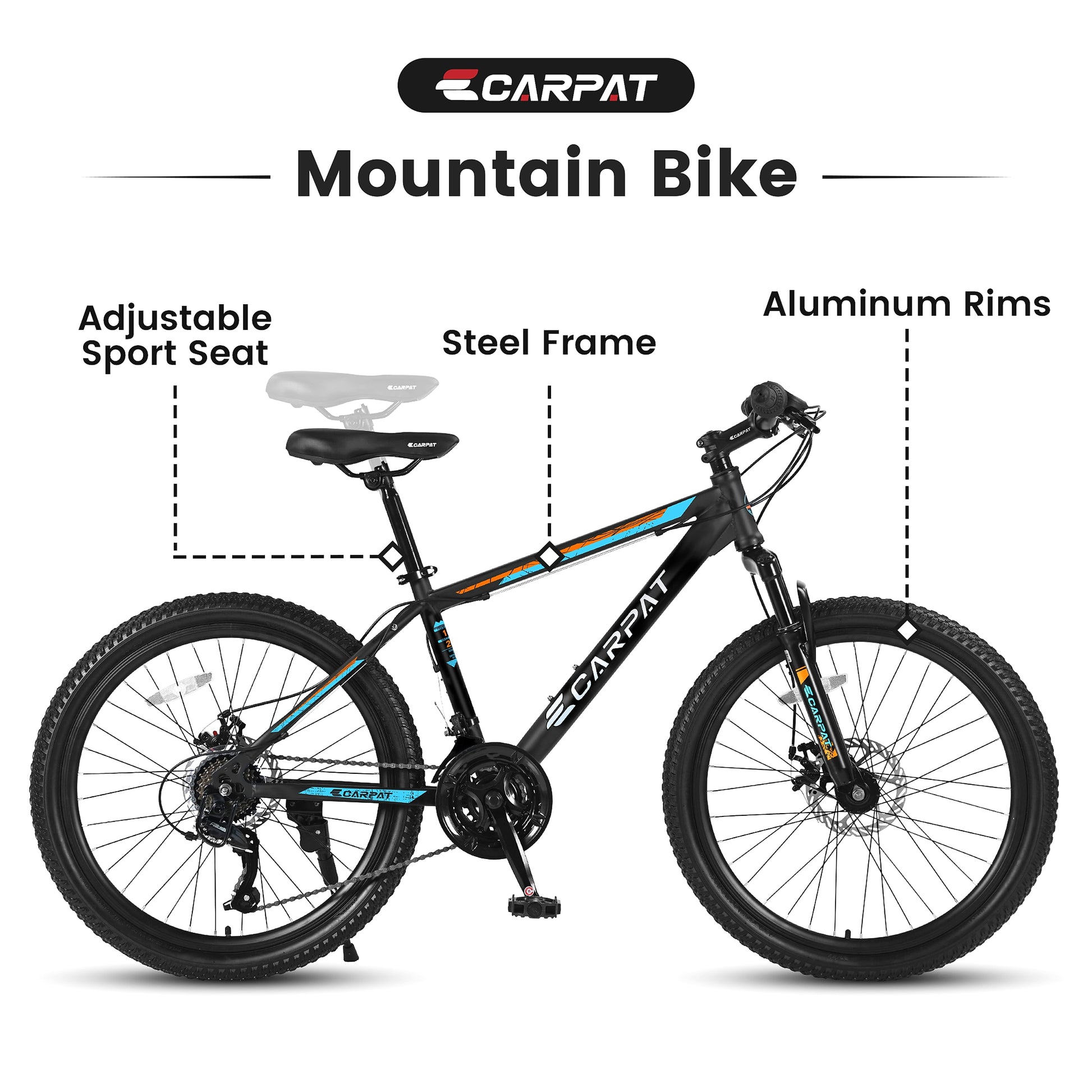 Carpat City-Cruizer™ – 26" Performance Mountain Bike (Black-Blue) - enhanced image 3