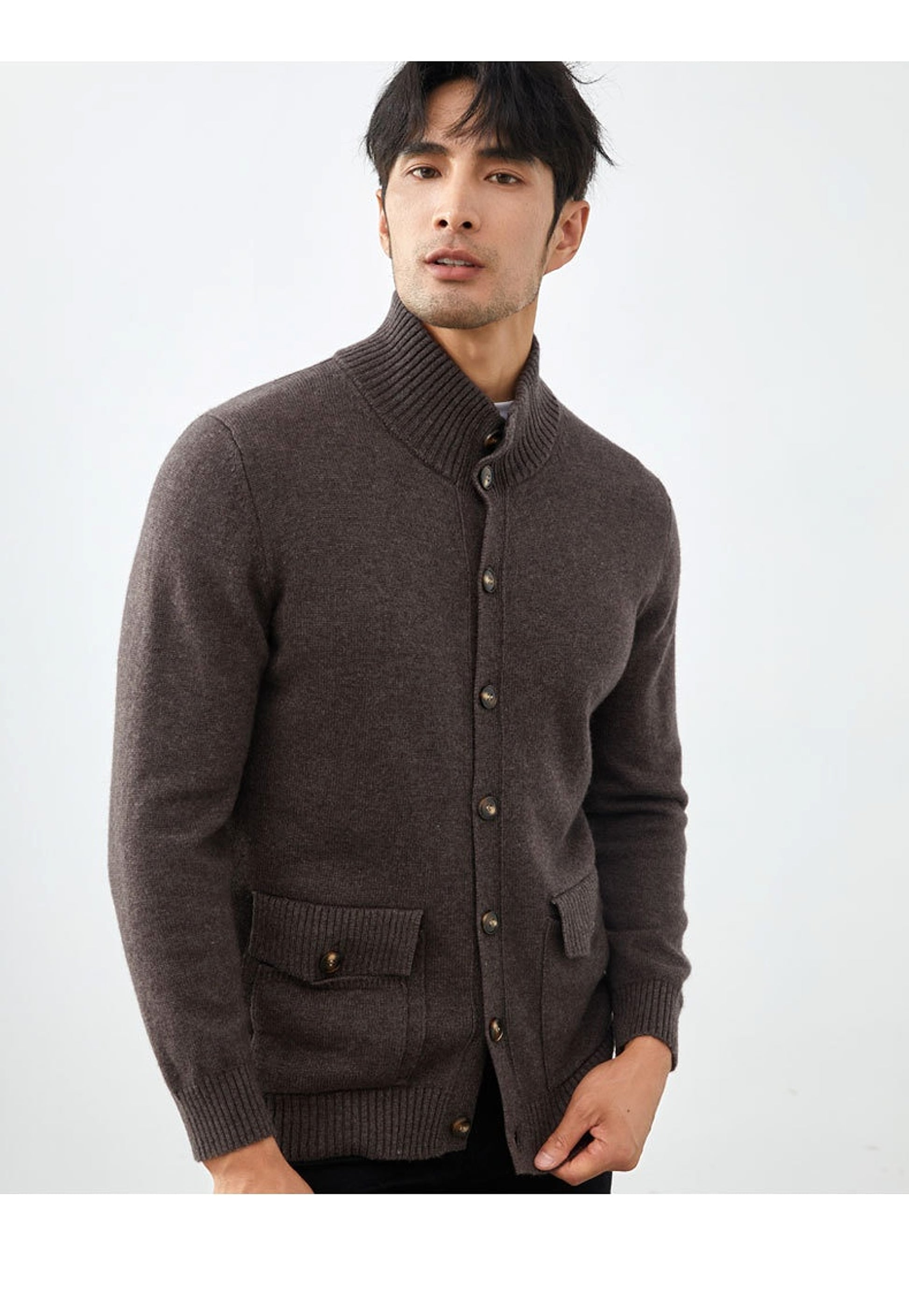 Luxe Knit Cashmere Cardigan for Men - enhanced image 3
