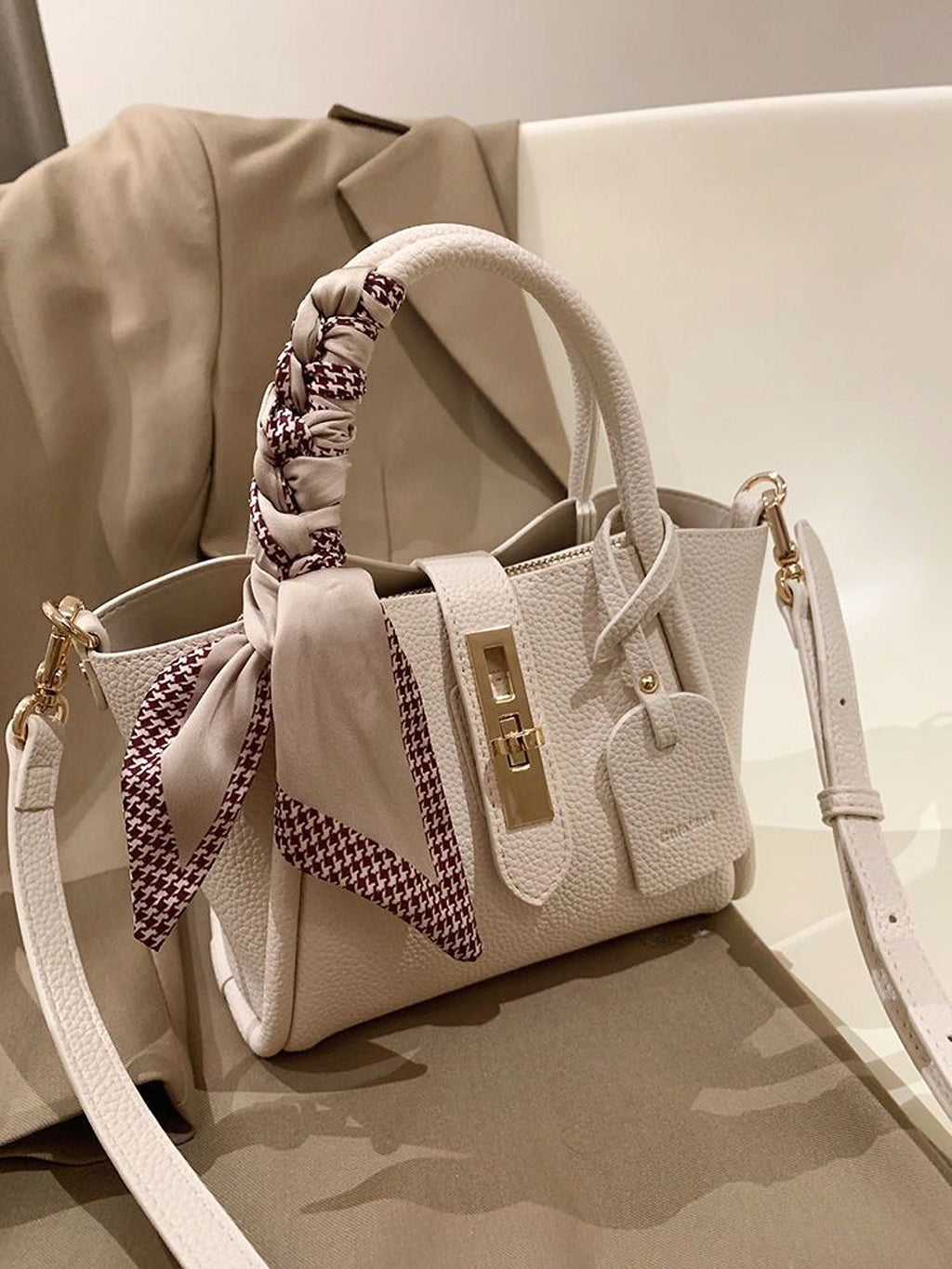 CityEdit™ – Litchi Luxe Tote with Scarf Handle - enhanced image 3