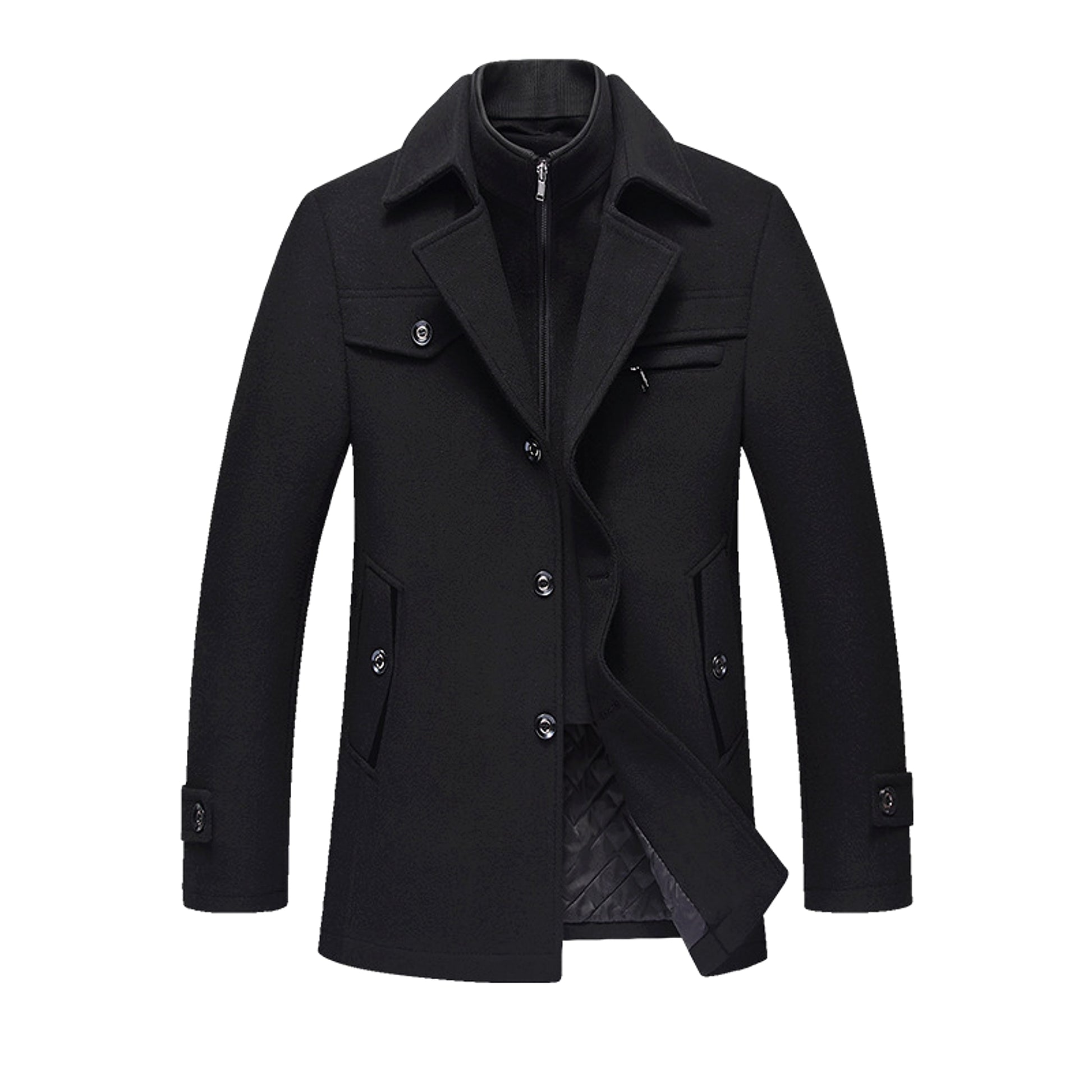 Collar Casual Wool Blends Trench Coats - enhanced image 3