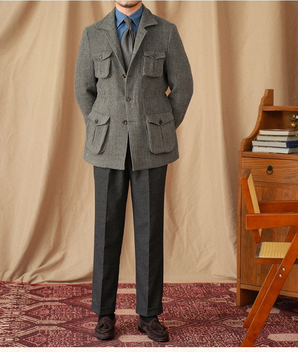 Collar Safari Jacket Jacket Commuter Business Keep Warm And Handsome Jacket Men - enhanced image 3