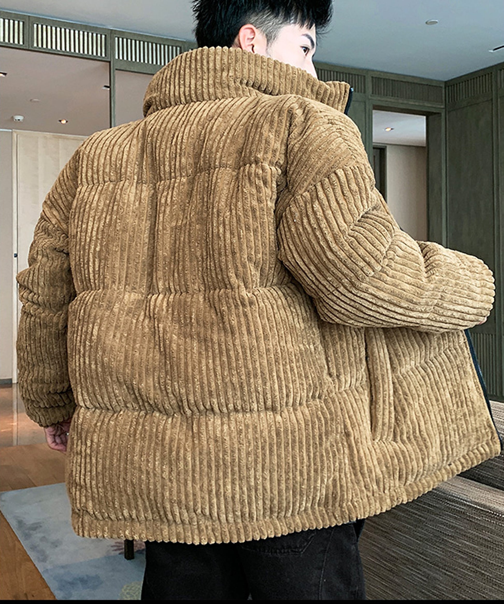 Corduroy Padded Jacket Men Winter Thickening - enhanced image 3