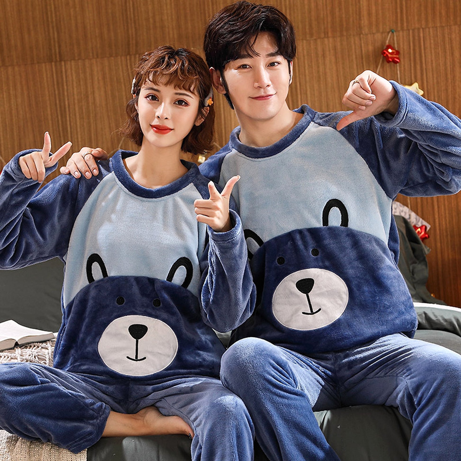 Couples Warm And Velvet Thickened Flannel Home Service Pajamas Set - enhanced image 3