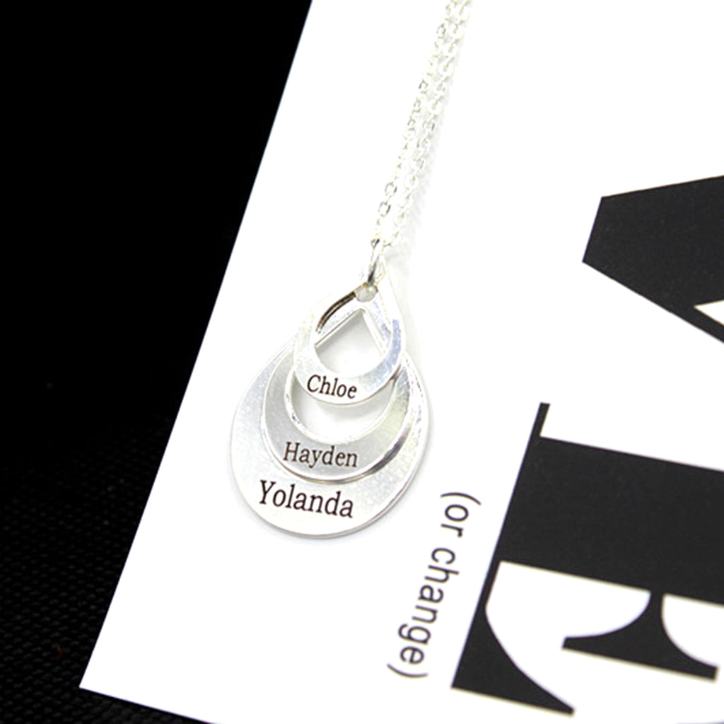 Elegant Water Drop Pendant Necklace – Personalized Engraving Jewelry - enhanced image 3