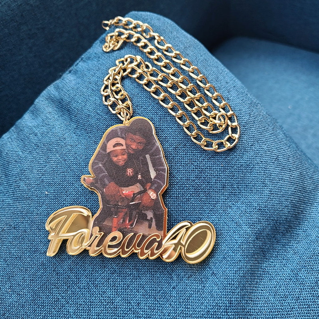 Custom Name Children's Painting Photo Necklace Artwork - enhanced image 3
