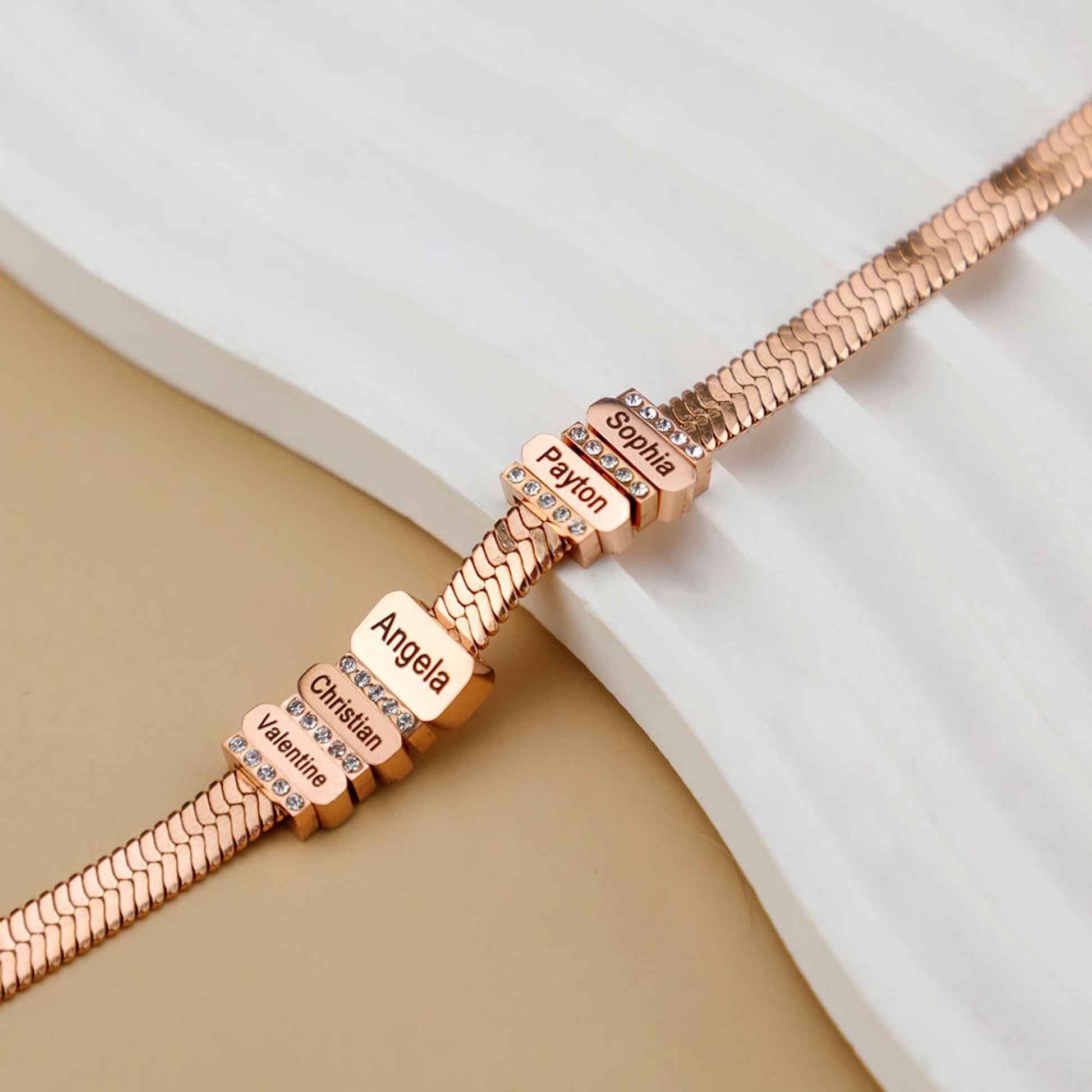 Custom Names Beaded Bracelet Stainless Steel Bracelet Personalized Bracelet Jewellry Gift For Mother Father Girlfriend Boyfriend - enhanced image 3