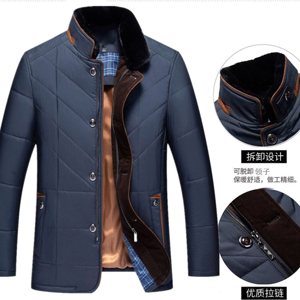 Dad's Warm Leisure Cotton-padded Coat Stand-up Collar Thick Coat Men - enhanced image 3