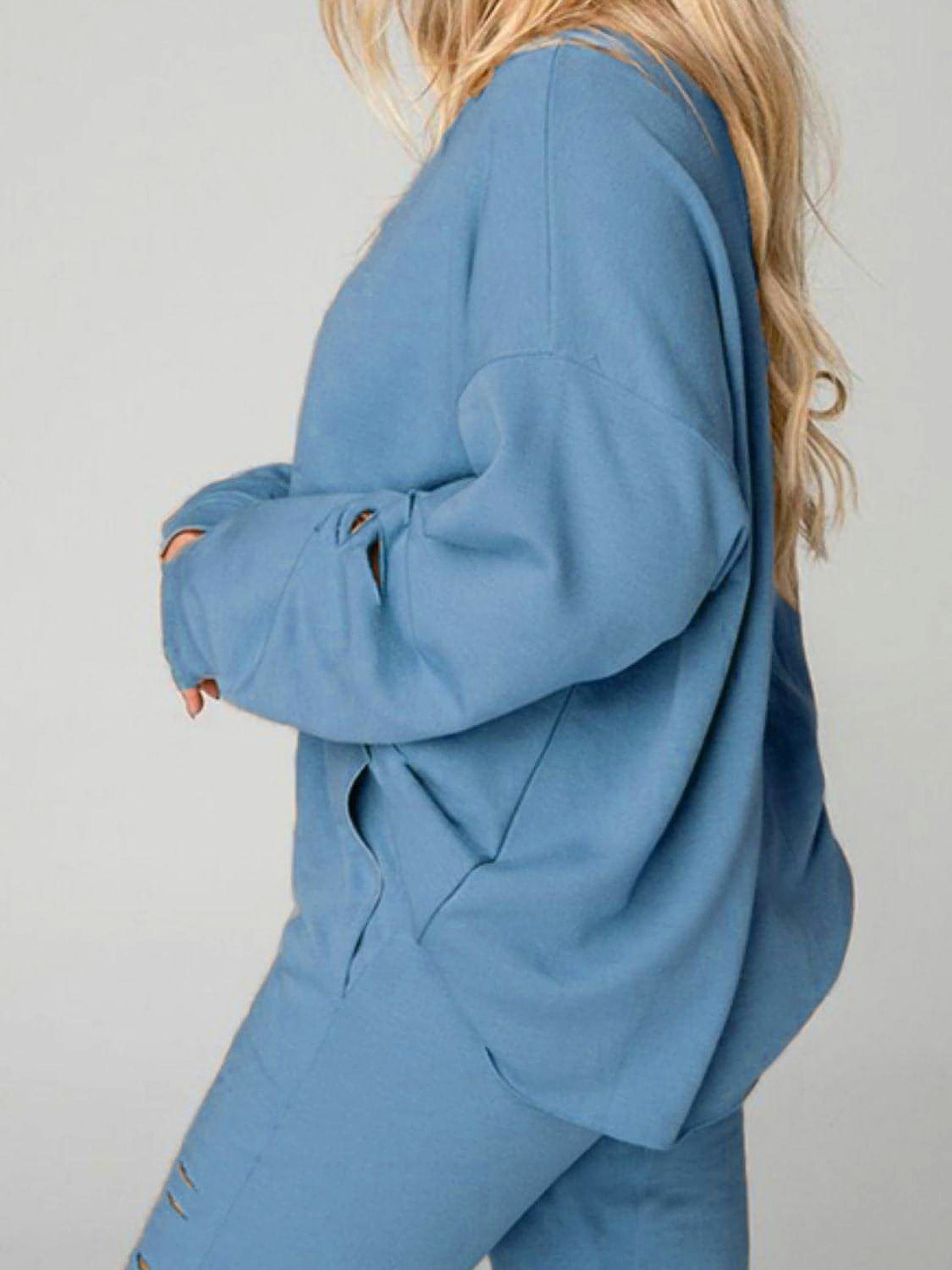 Distressed Sweatshirt and Joggers Set - enhanced image 3