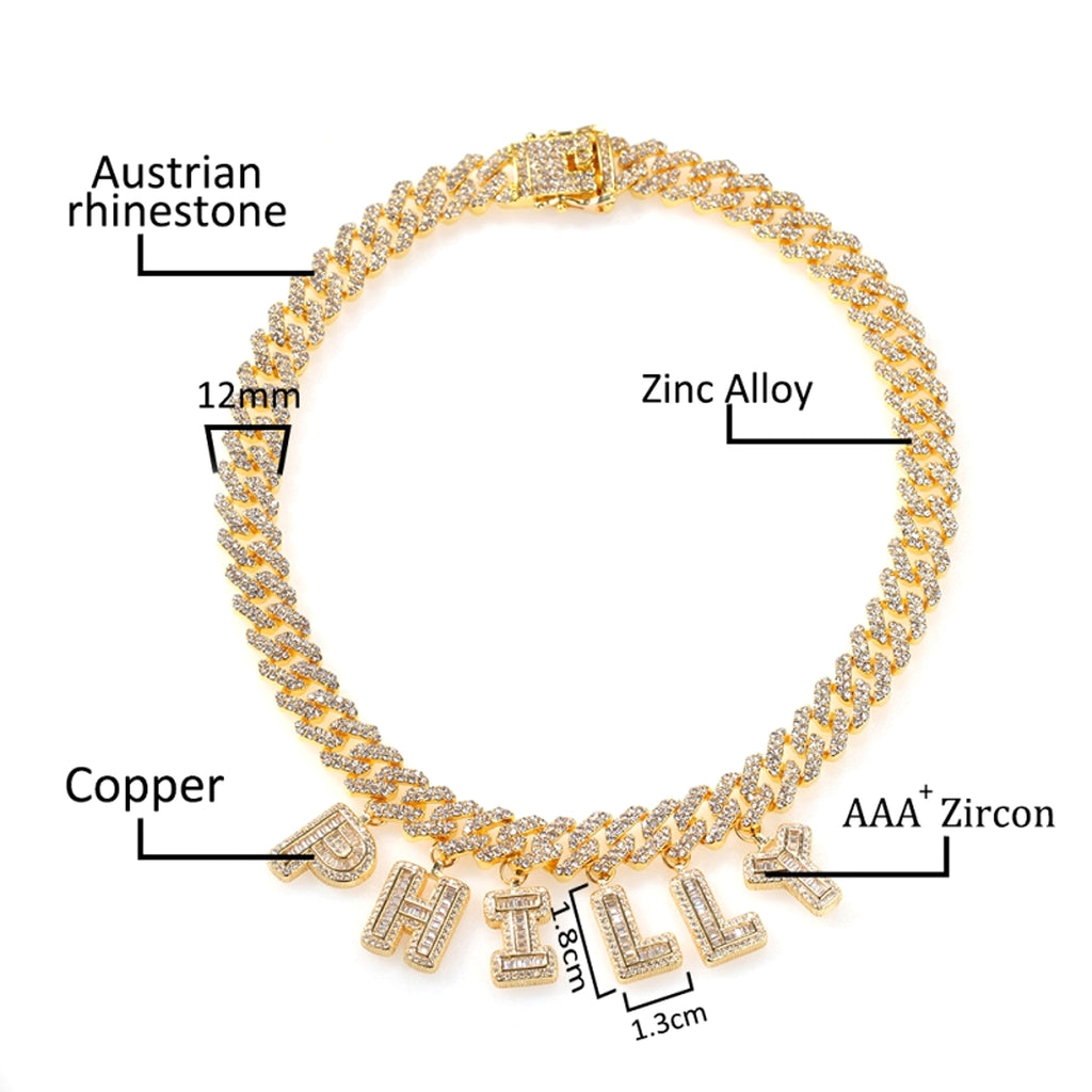 Custom Hip-Hop Bling Name Necklace – Iced Out Cuban Chain - enhanced image 3