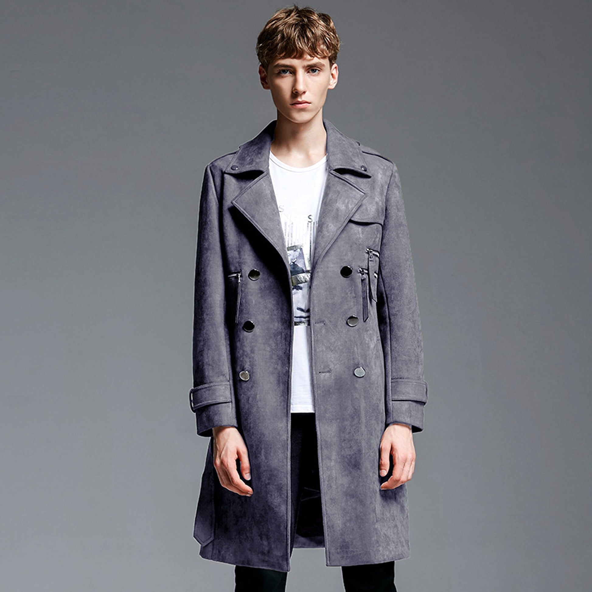NordWool™ – Double-Breasted Suede Trench Coat - enhanced image 3