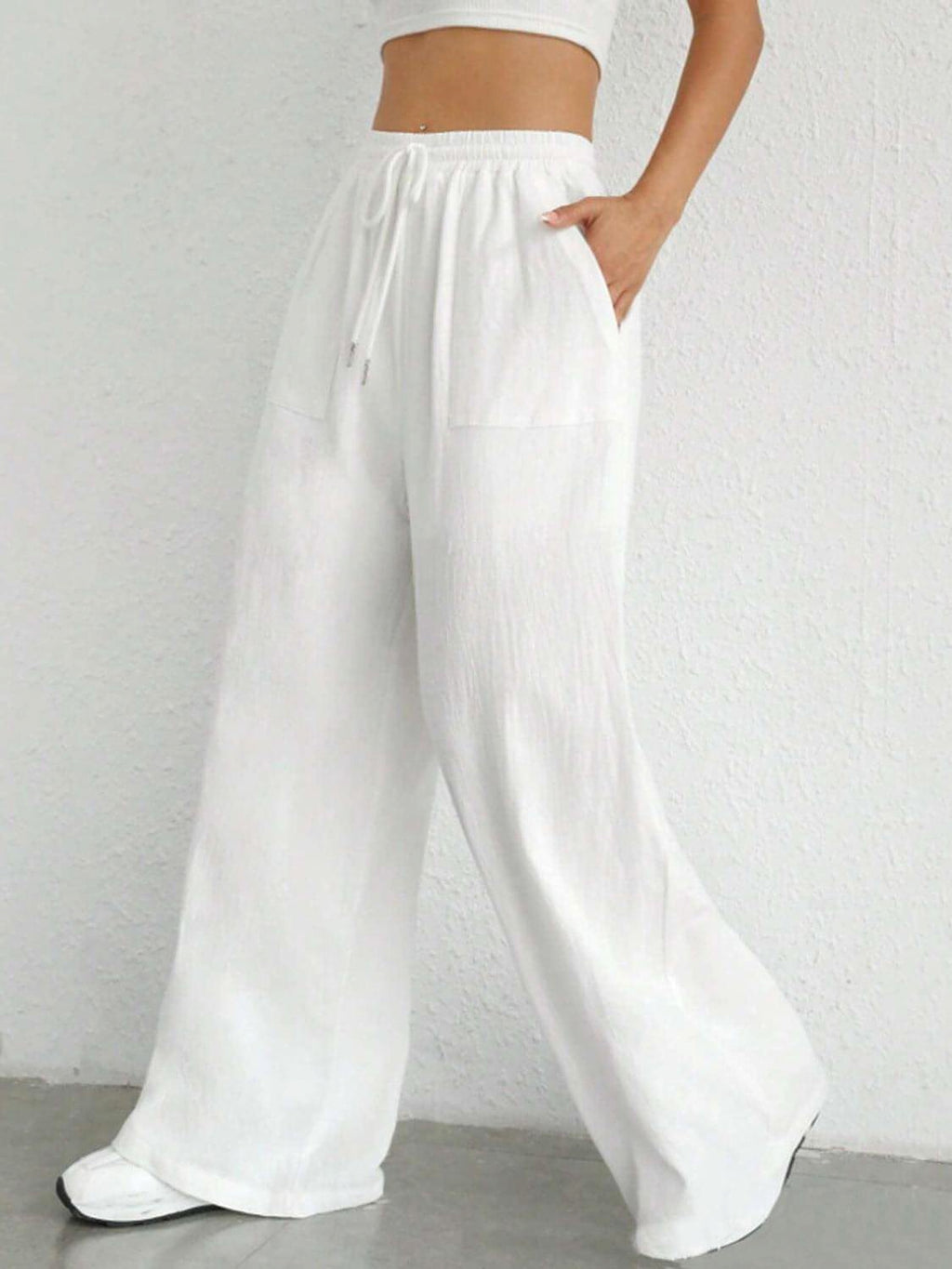 Drawstring Wide Leg Pants - enhanced image 3