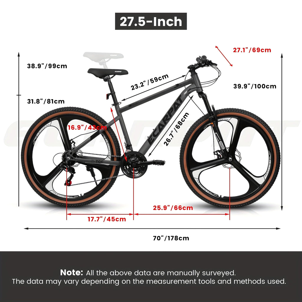 Ecarpat™ Racing MODERNA – 27.5" Hybrid MTB (21-Speed, Dual Disc, Black-Orange) - enhanced image 3