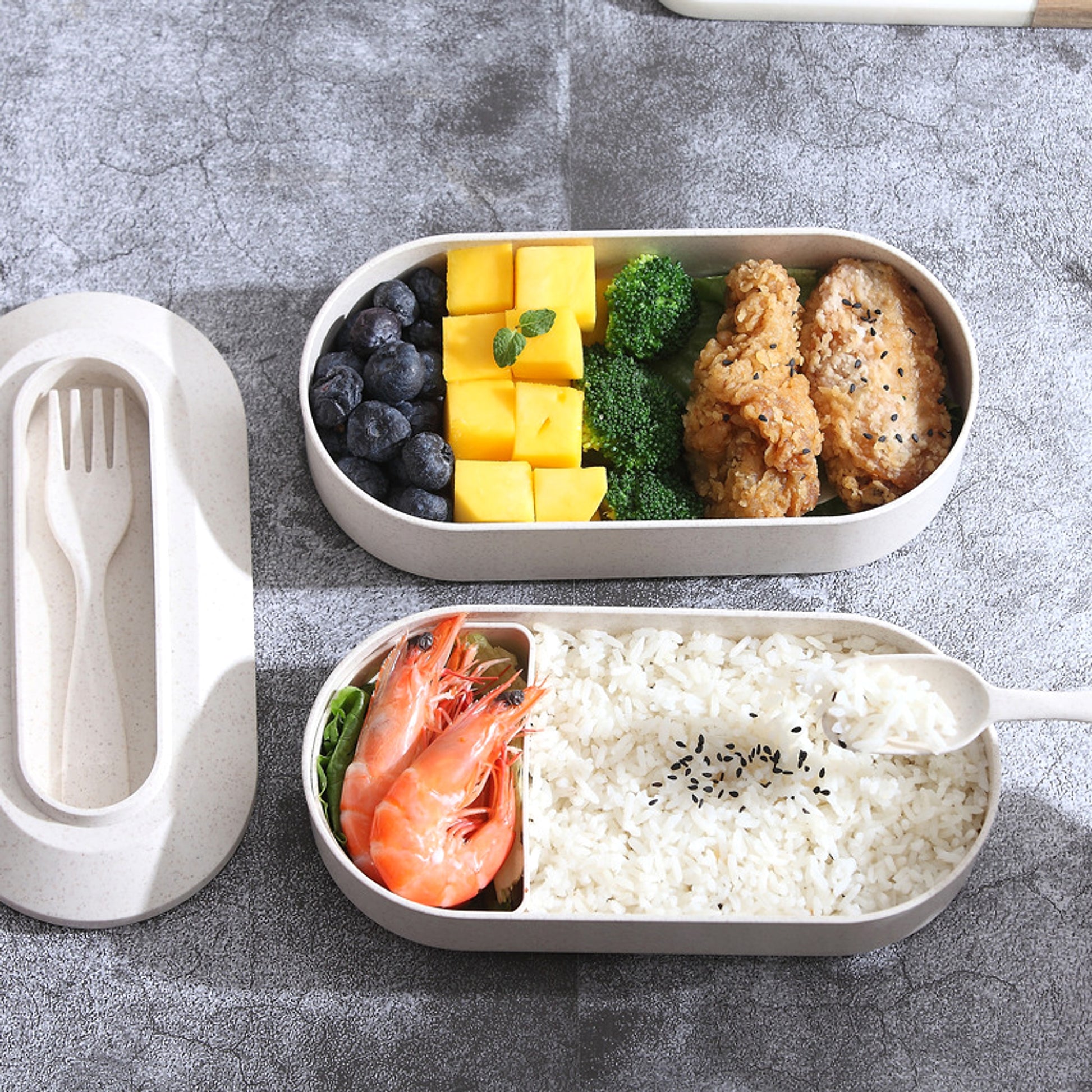 EcoBento™ – Japanese Wheat Straw Bento Box | Microwave Safe & Minimal Design - enhanced image 3