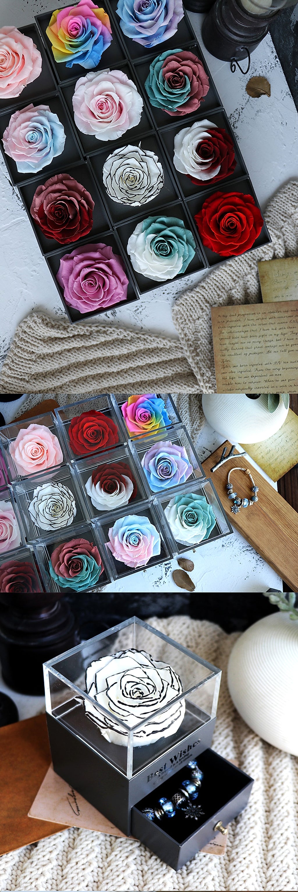 Eternal Flower Rose Jewelry Box for Birthday Presents Valentines Day Wedding Gift - enhanced image 3