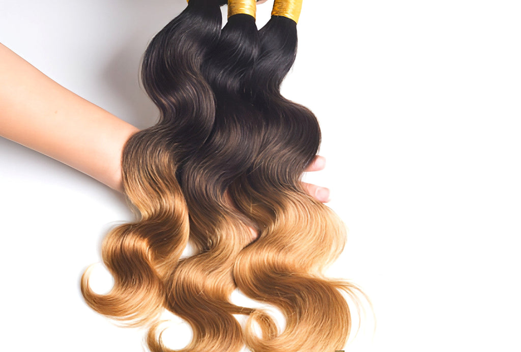 Europe And The United States Sell Three Color Gradient Real Wig Hair Curtain Hair Hair Curtain 1b 4 27ombre Hair Weft - enhanced image 3