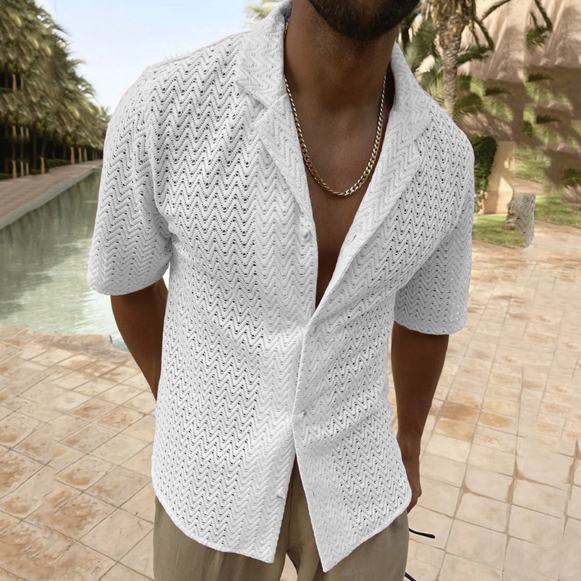 European & American Lace Polo Shirt – Breathable Summer Elegance - enhanced image 3