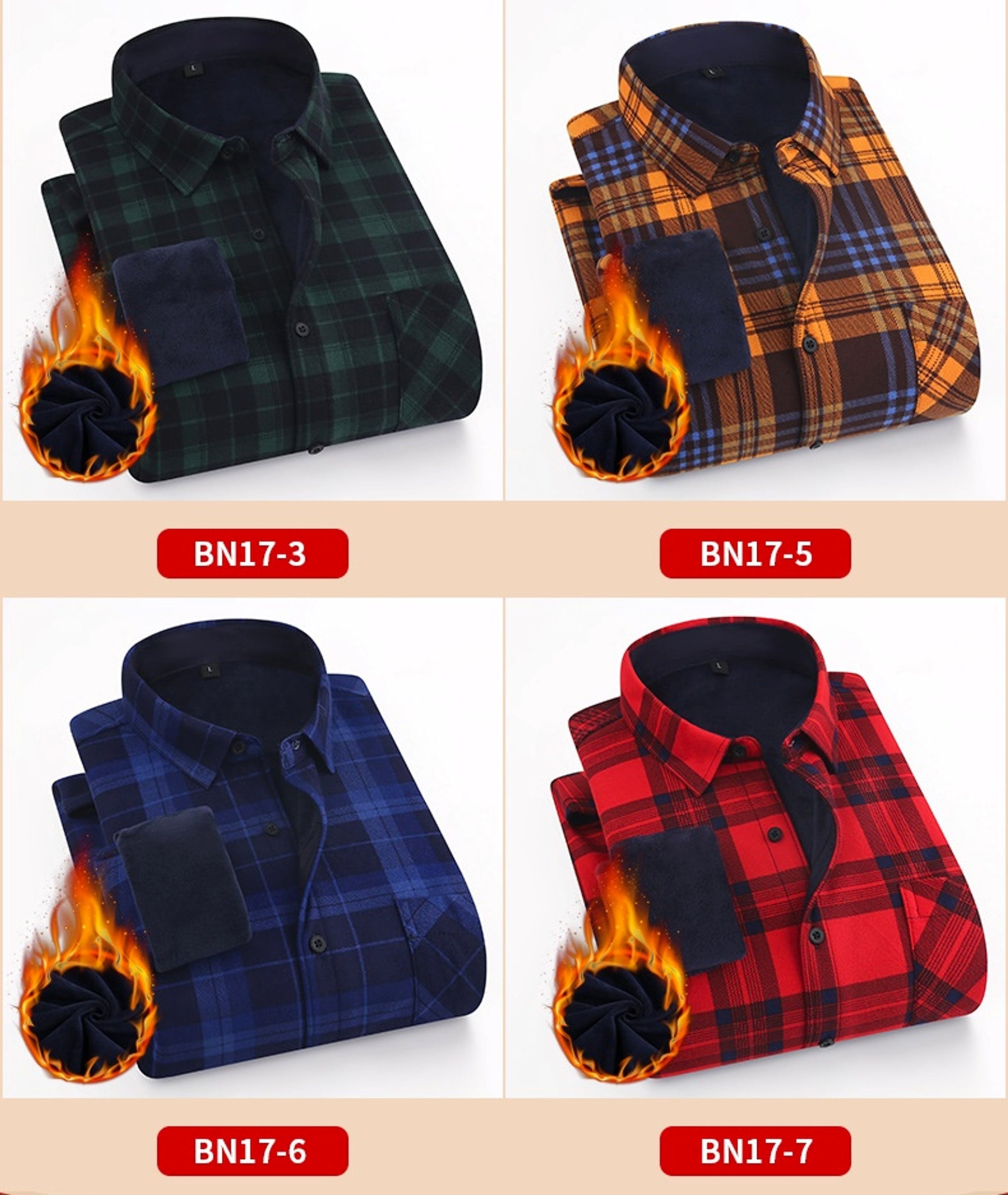 European And American Size Handsome Fleece-lined Thick Warm DressShirt - enhanced image 3