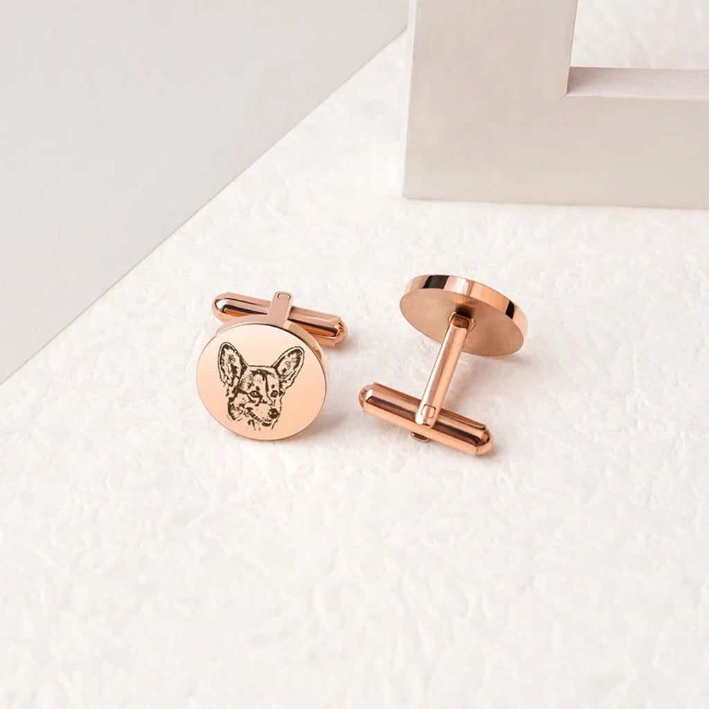 Personalized Pet Commemorative Cufflinks – Custom Engraved Pet Memorial Jewelry - enhanced image 3
