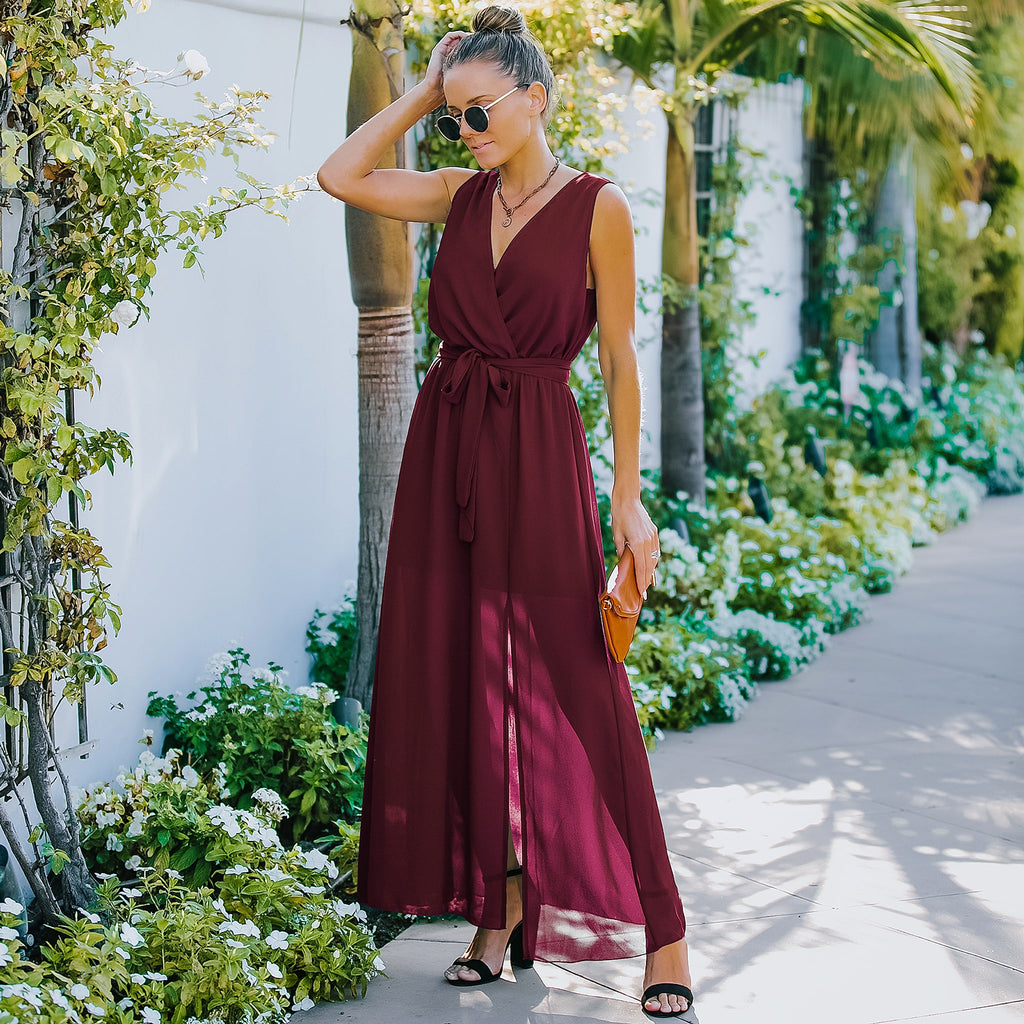 European And American V Neck Dress Women's Long Skirt - enhanced image 3