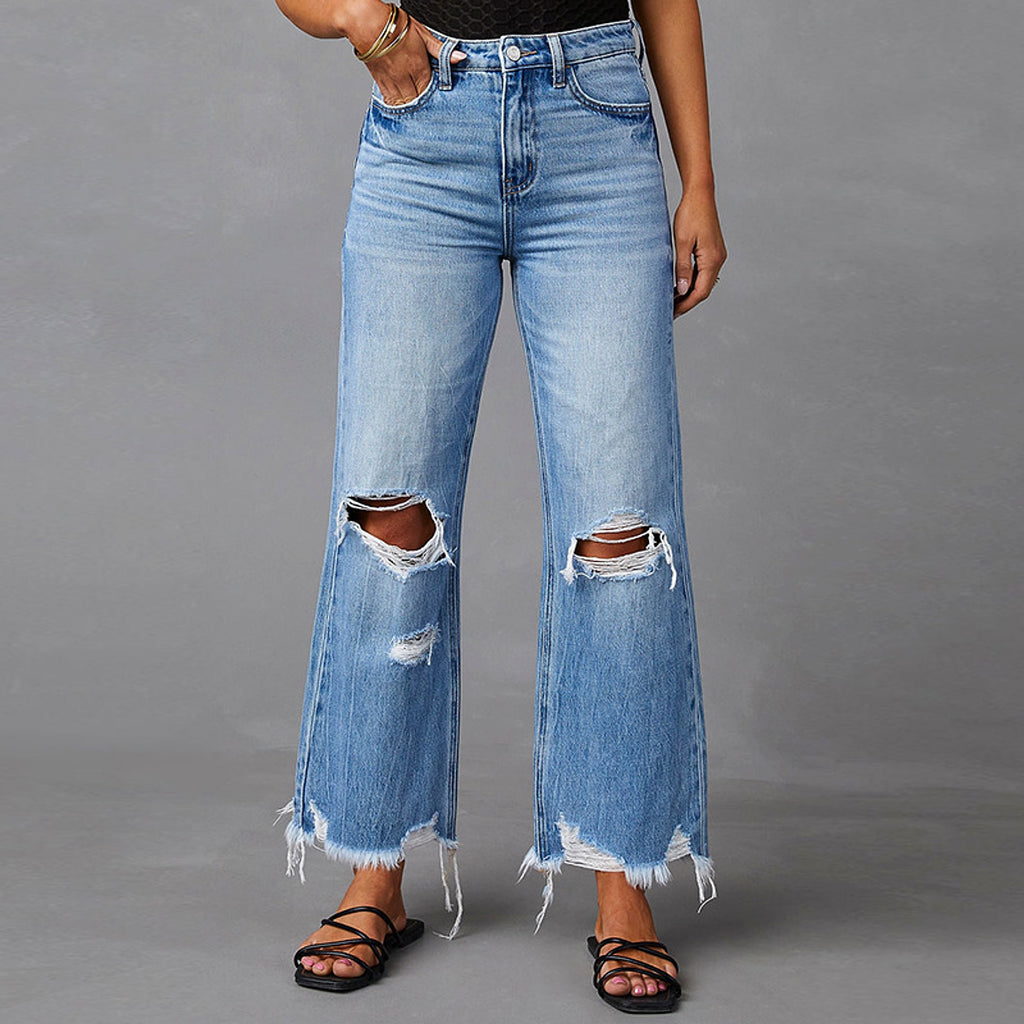 SkyFade™ – Ripped Wide-Leg High Waist Jeans - enhanced image 3
