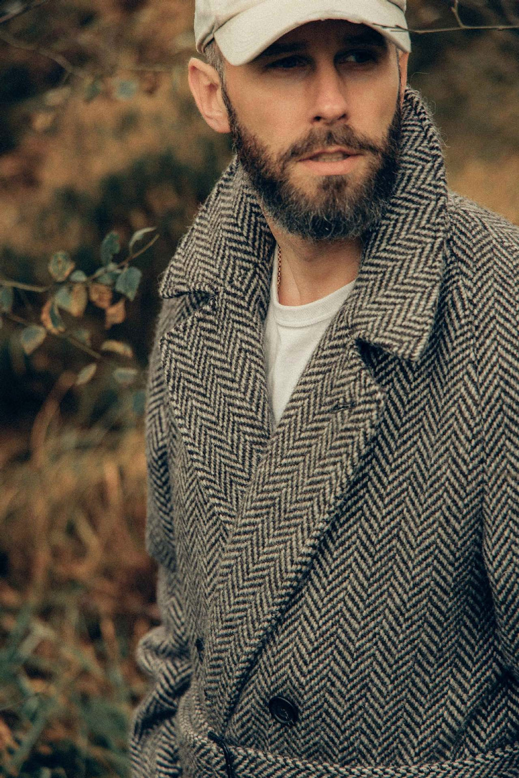 Fall Winter Men Mid-length Woolen Plaid Double Breasted Cotton Padded Thickened Coat - enhanced image 3