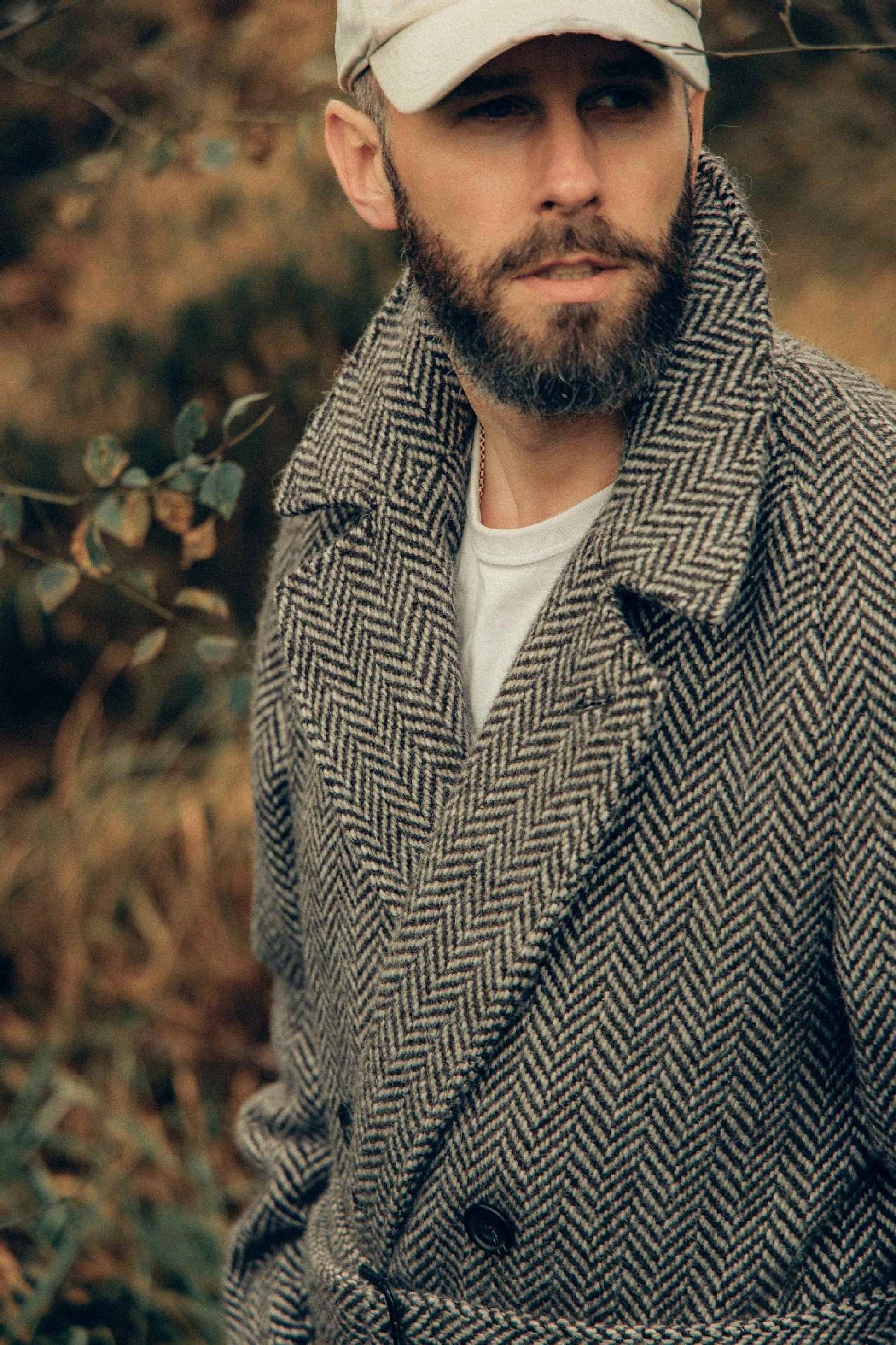 Fall Winter Men Mid-length Woolen Plaid Double Breasted Cotton Padded Thickened Coat - enhanced image 3