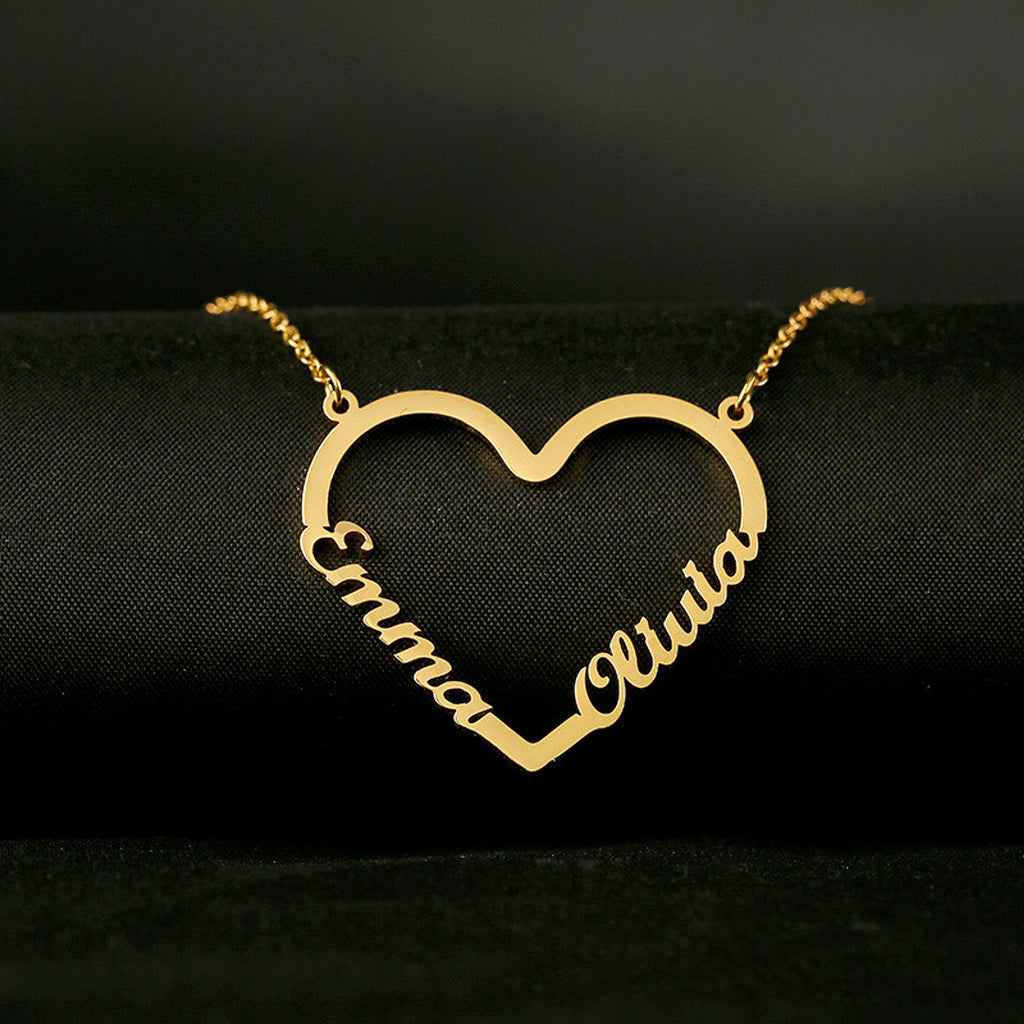 Custom Name Heart Necklace – Personalized Stainless Steel Gold Choker - enhanced image 3