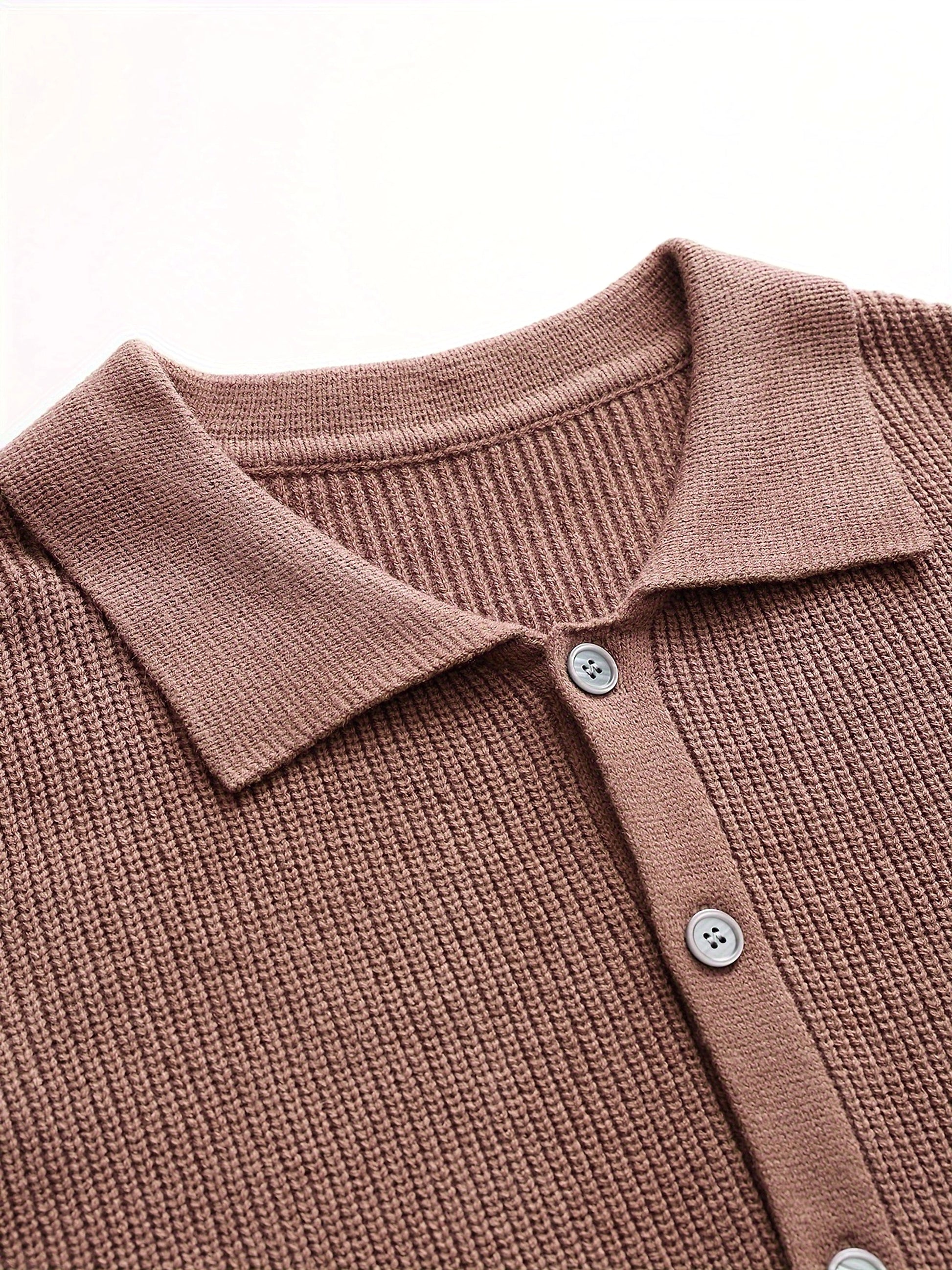 Fashion Solid Color Simple Men's Knitwear Cardigan Sweater Coat - enhanced image 3