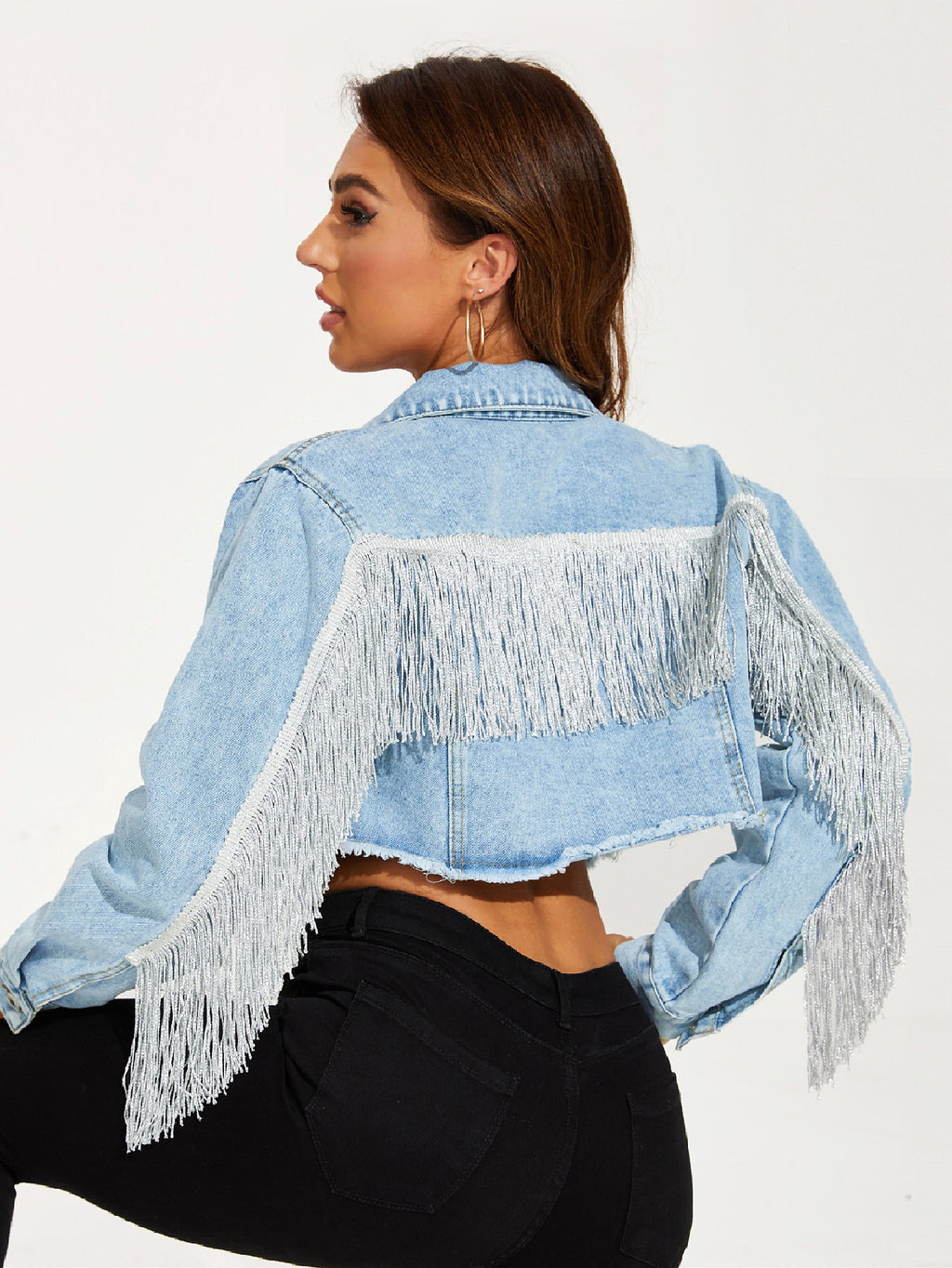 A1. Fashion Tassel Stitching Do The Old Cowboy Jacket For Women - enhanced image 3