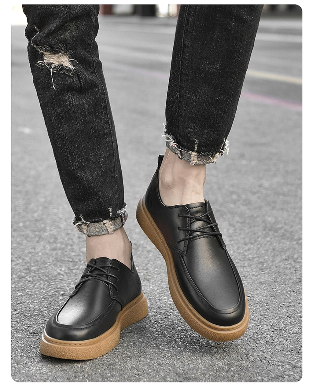 First Layer Cowhide Men's Casual Pumps Sole Leather Round Head Low-cut White Shoes - enhanced image 3