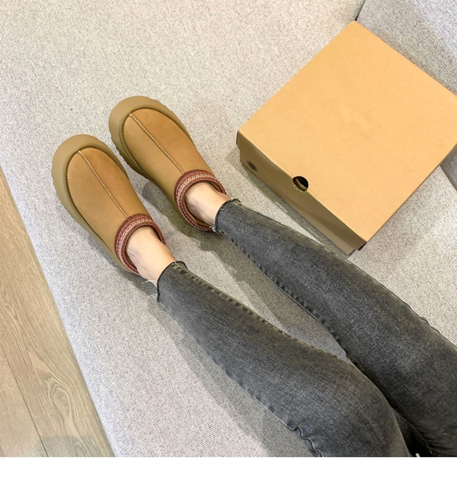Fleece-lined Warm Slugged Bottom Half Slippers Casual Cotton-padded Shoes - enhanced image 3