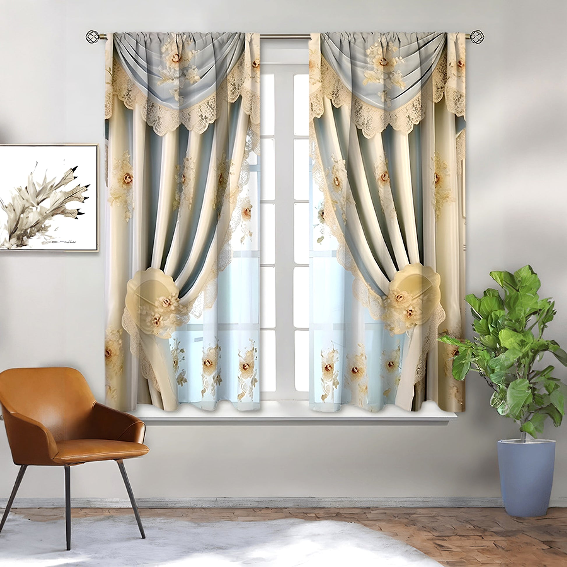 Floréalis™ – European Floral Embroidered Curtain Panel - enhanced image 3