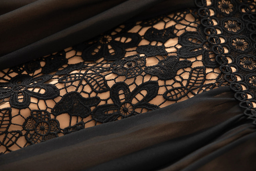 French Temperament Gentle Mesh Spliced Lace Slim Fit Dress - enhanced image 3
