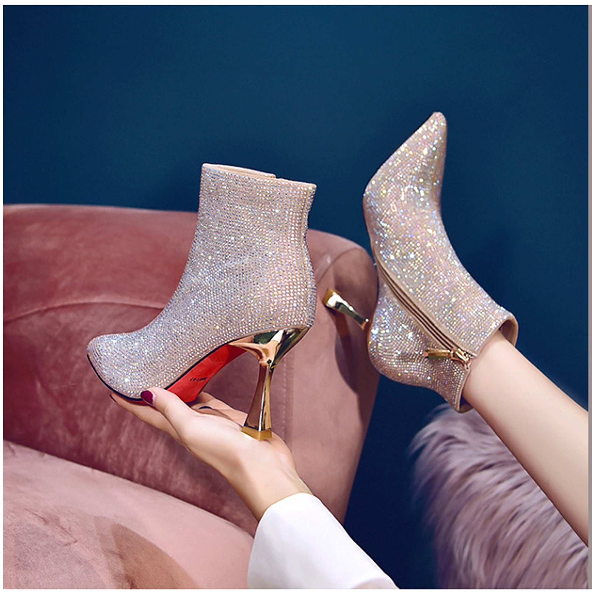 ALLFASHION™ – LuxeShine Crystal Pointed Ankle Boots - enhanced image 3