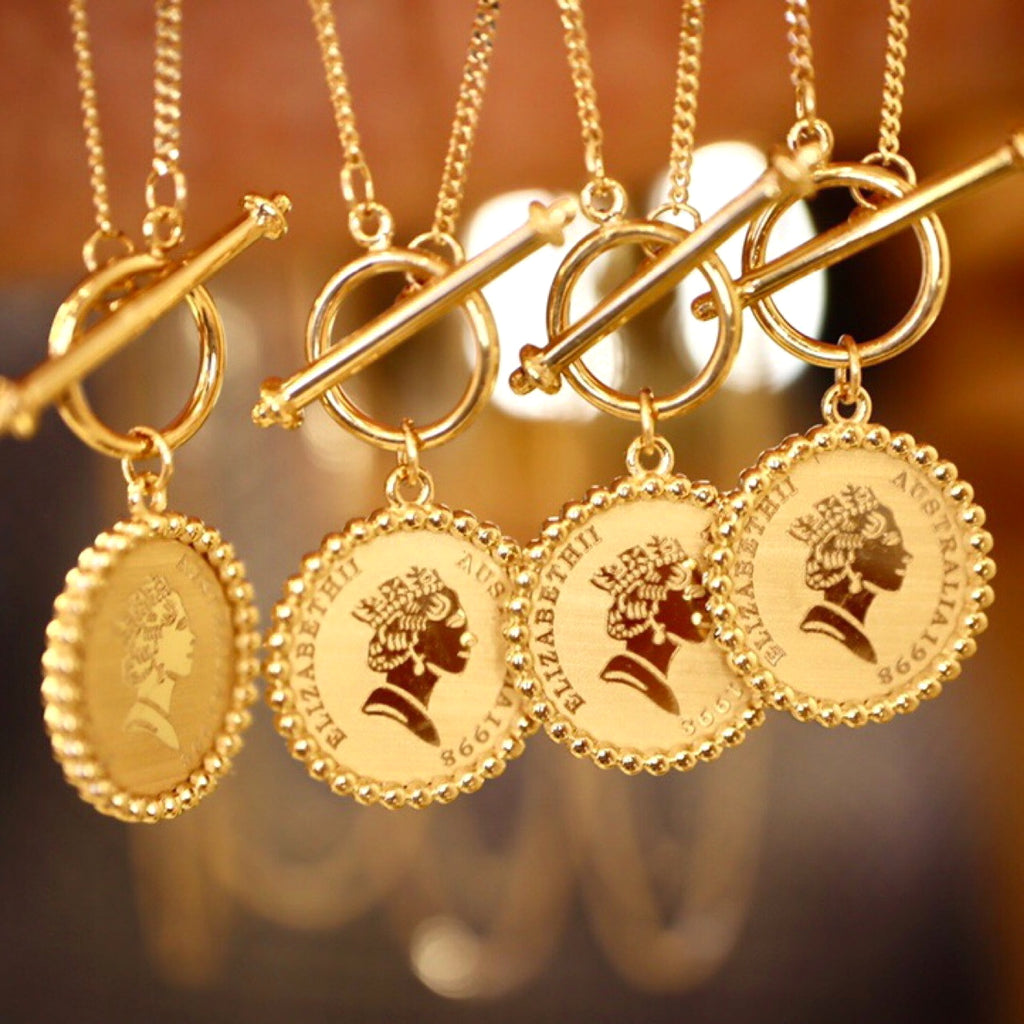Gold Retro Round Brand Pure Jewelry Necklace - enhanced image 3