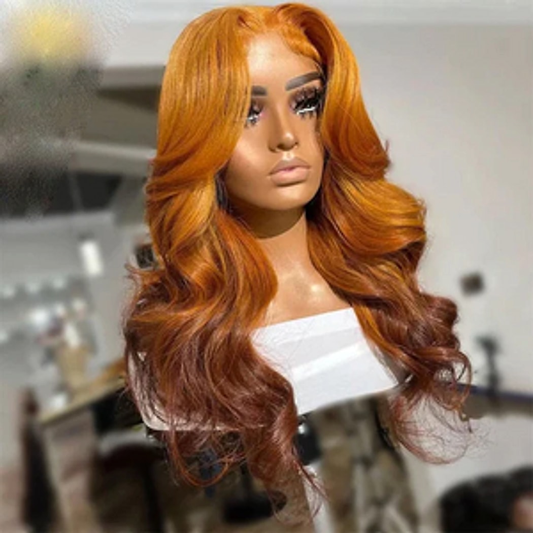 Golden Brown Gradient Real Hair Lace Headgear - enhanced image 3