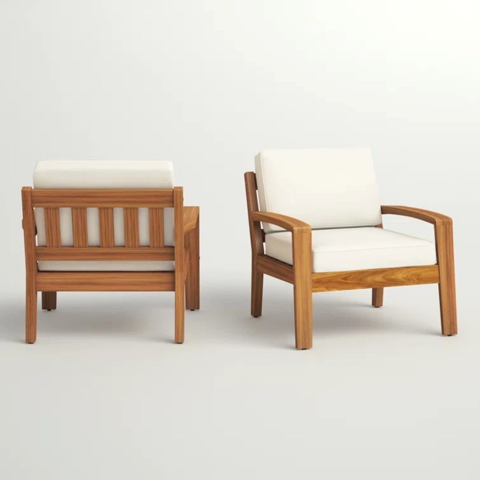LuneluX_Home - Garden Club Chair Set (2 pcs, Acacia Wood & Beige Cushions) - enhanced image 3