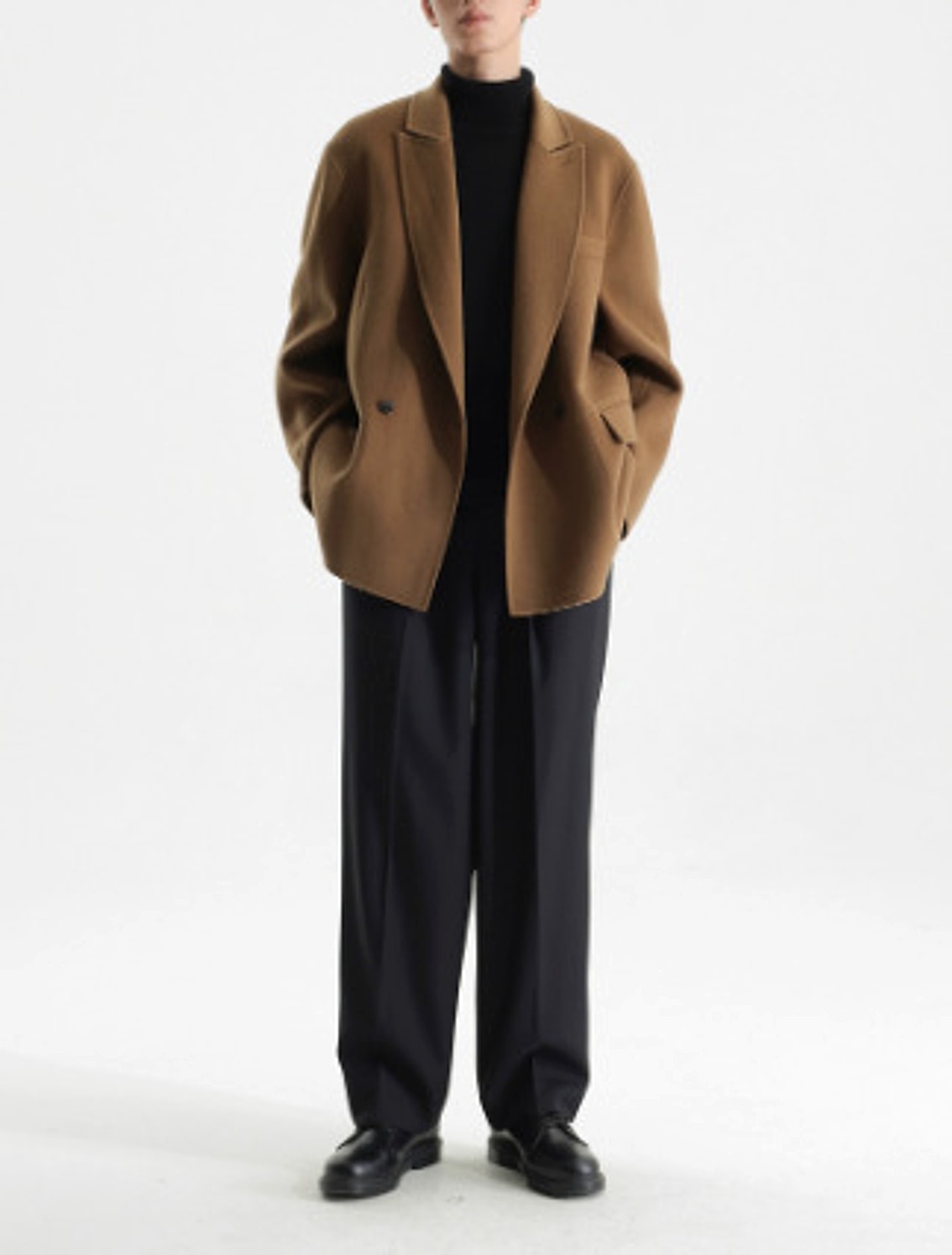 Gun Collar Double-faced Woolen Goods Woolen Suit Wool Coat For Men - enhanced image 3