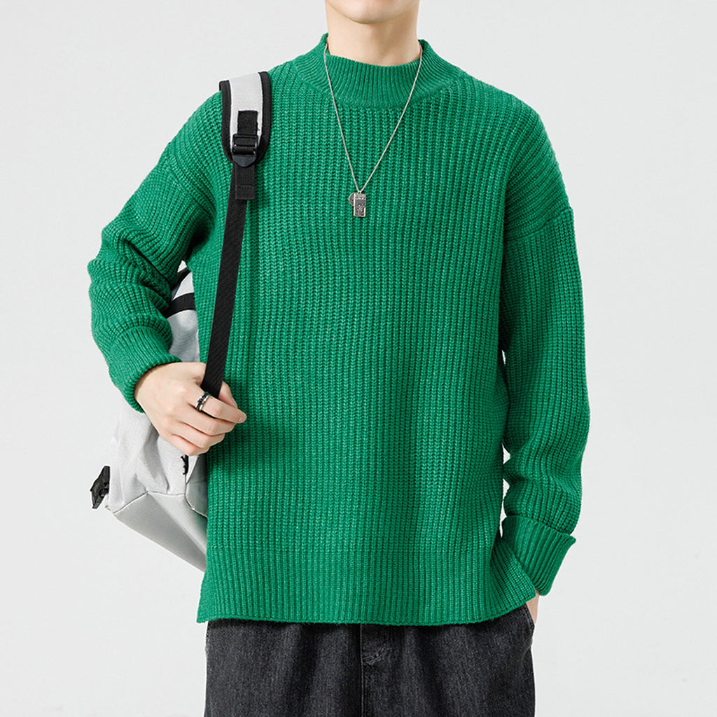 Half High Necked Sweater For Men's Casual Knitwear Outerwear - enhanced image 3