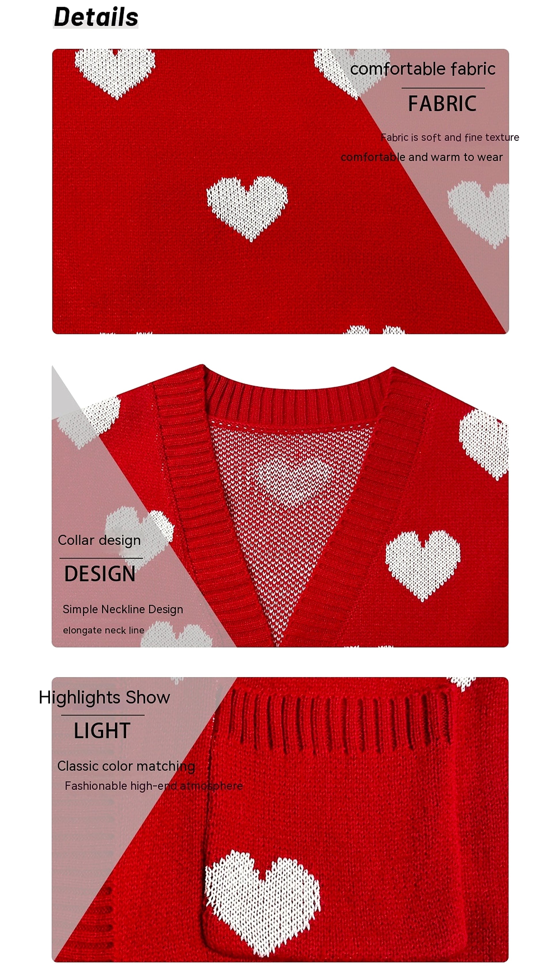 Heart Knitted Cardigan Love Pocket V-neck Mid-length Sweater - enhanced image 3