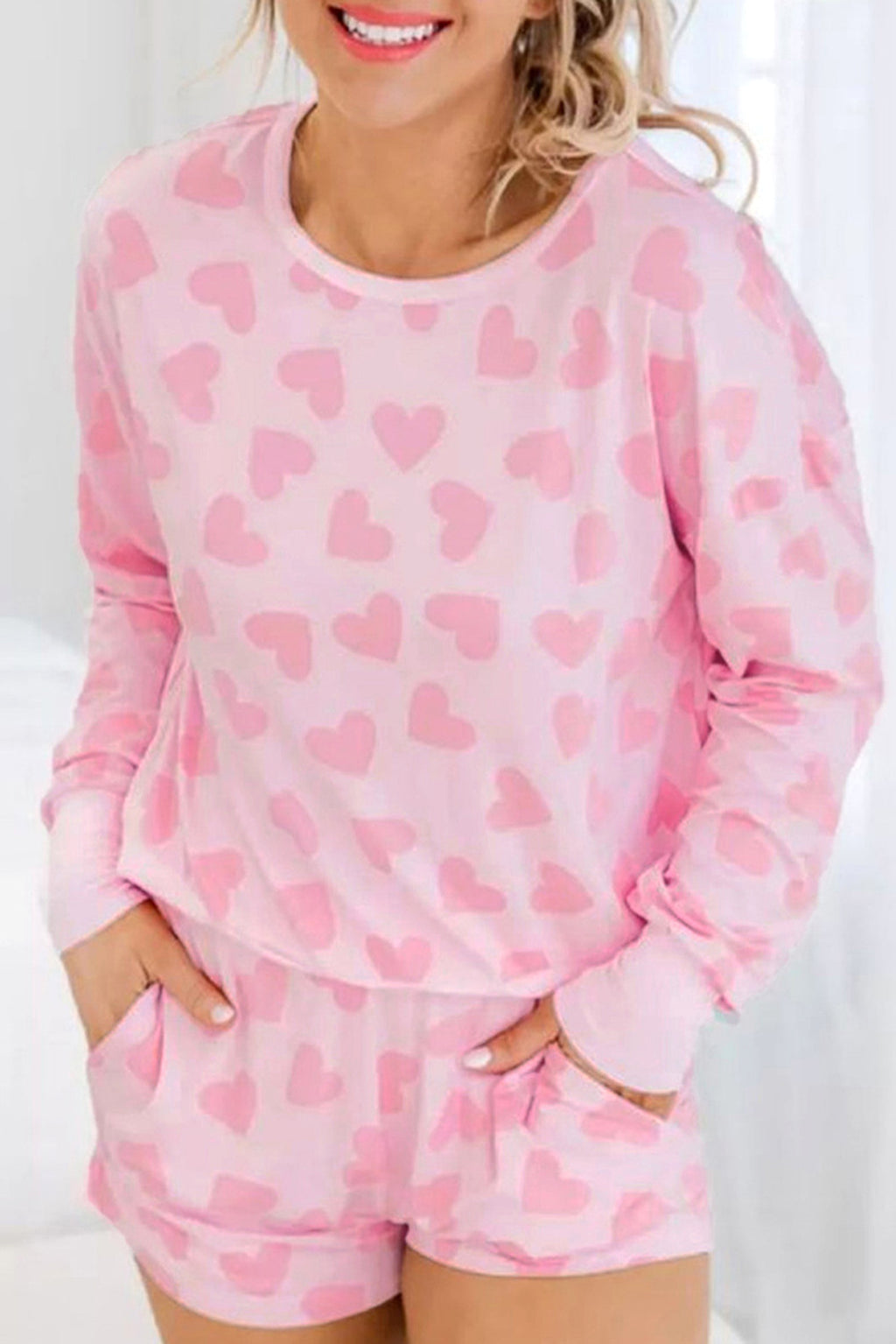 Heart Shape Printed Home Two-piece Women's Clothing Pajama - enhanced image 3